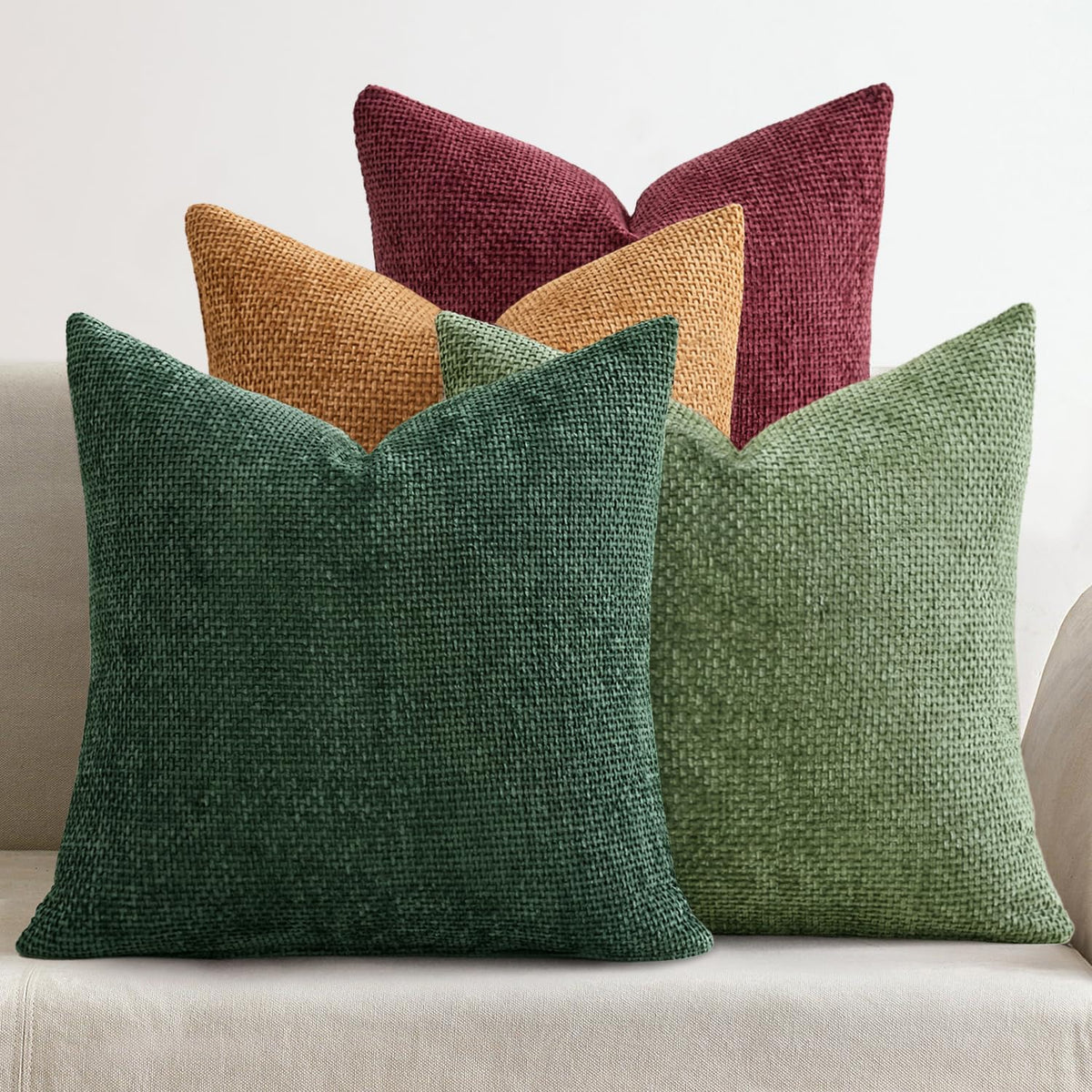 MIULEE Soft Decorative Chenille Pillow Covers Blue Series 18x18 Pack of 4 | Modern Coastal Decor, Blue Gradient Set, Couch Throw Pillows, Farmhouse Boho Cushion Covers for Sofa Bed Living Room