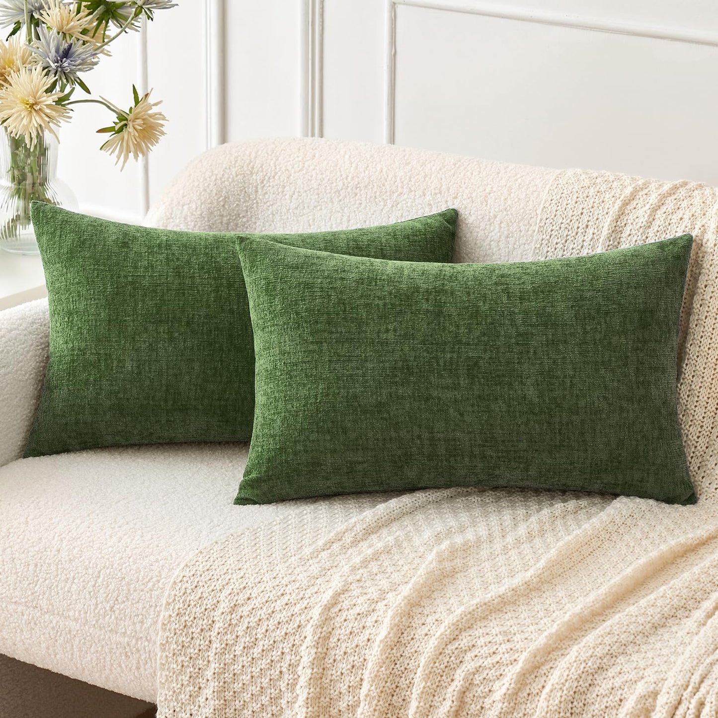 MIULEE Soft Chenille Fall Throw Pillow Covers Burnt Orange 18x18 Pack of 2 | Modern Fall Home Decor, Classic Decorative Pillows, Solid Dyed Cases, Boho Couch Cushion Covers for Sofa Bed Living Room