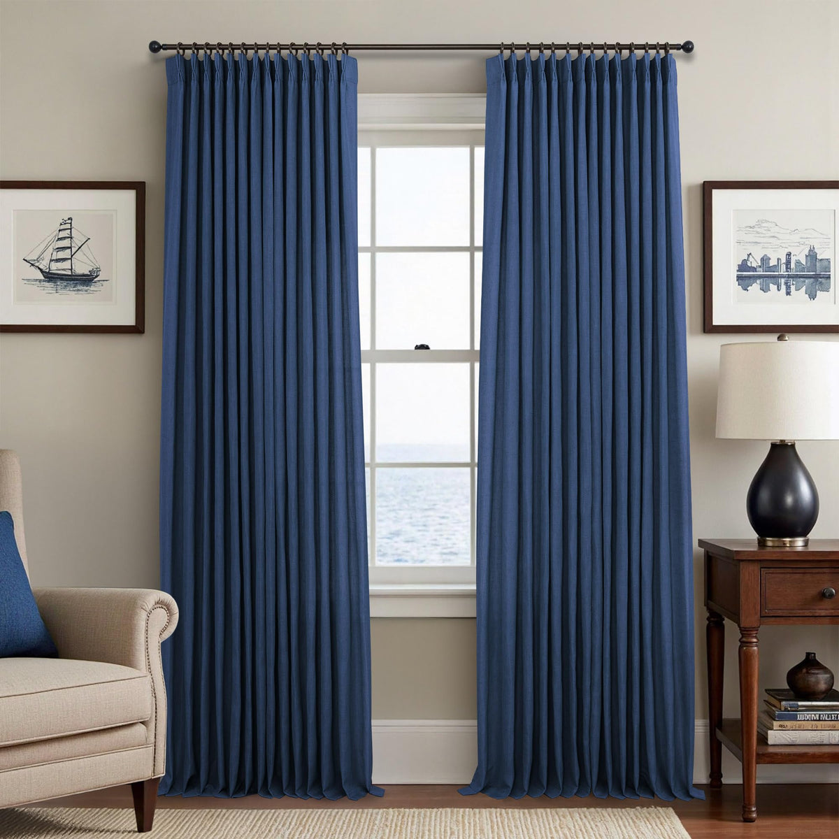 White Linen Pleated Curtains 84 Inches Long for Bedroom Back Tab Light Filtering Sheer Pinch Pleat Drapes Hook Ring Modern Farmhouse Coastal Cotton Textured Gauze Curtain Living Room 84 Length 2 Panel