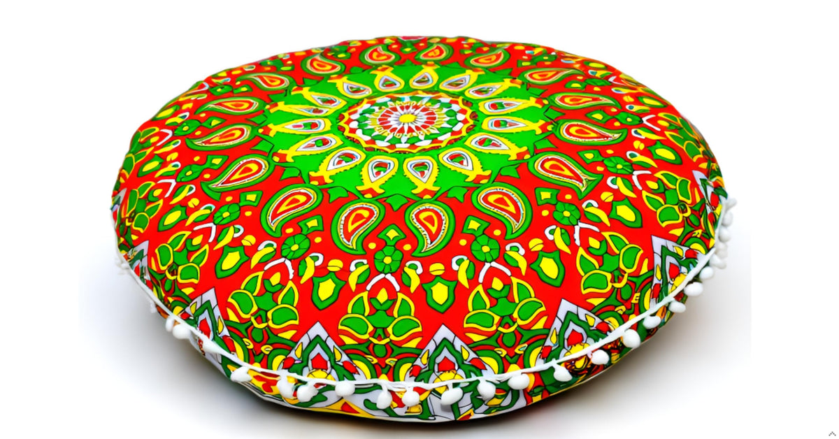 Large Round seat Floor Cushion Chair Ottoman Cover Pouf Pillow Meditation Floor Cushions for Adults Seating pouffe Ottoman Throw Covers Craft Room Furniture for Sitting Cover 22 Inches (Multi Nap)