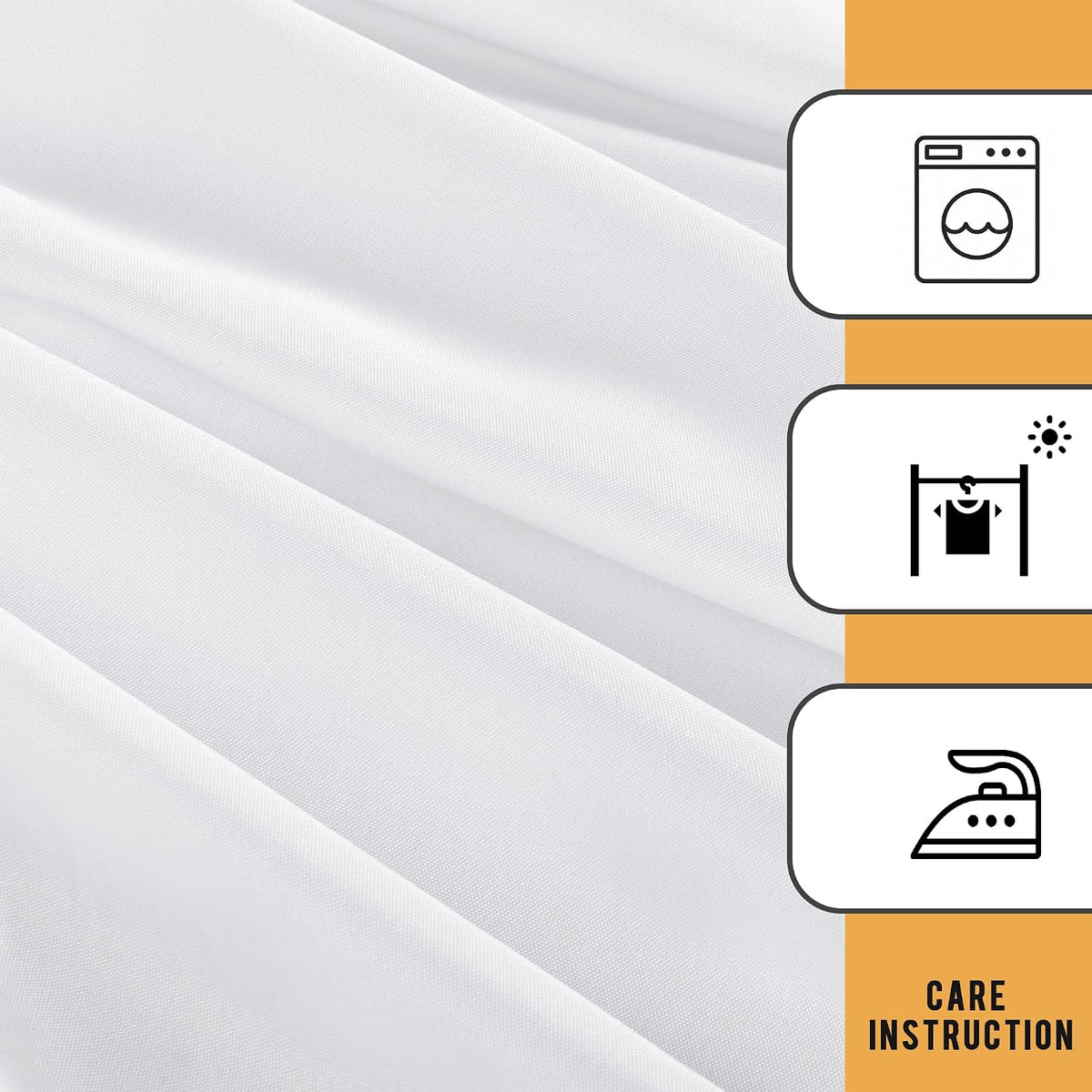 Obstal 2 Pack Table Clothes for 6 Foot Rectangle Tables - Water Resistant Washable Fabric Polyester Rectangle Table Cover Protector for Wedding, Banquet and Trade Shows, 72L x 30W x 30H Inches, White | Water Resistant Washable Fabric Polyester Rectangle T