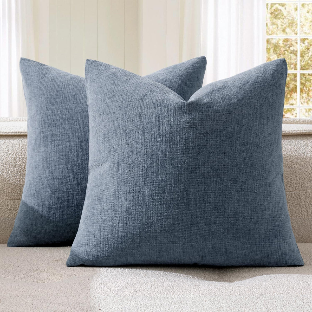 MIULEE Olive Green Chenille Couch Throw Pillow Covers, 18x18 | Set of 2, Soft Modern Farmhouse Style, Decorative Pillowcases for Sofa Living Room Bed, Home Decor
