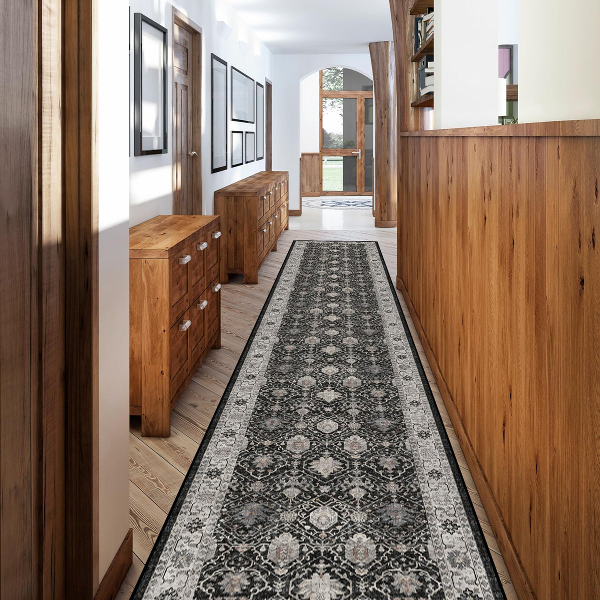2x6 Hallway Washable Runner Rug : Vintage Soft Kitchen Laundry Runner with Non Slip Backing Farmhouse Entryway Living Room Floor Mat Stain Resistant Carpet for Bedroom Bathroom Distressed Beside Rug