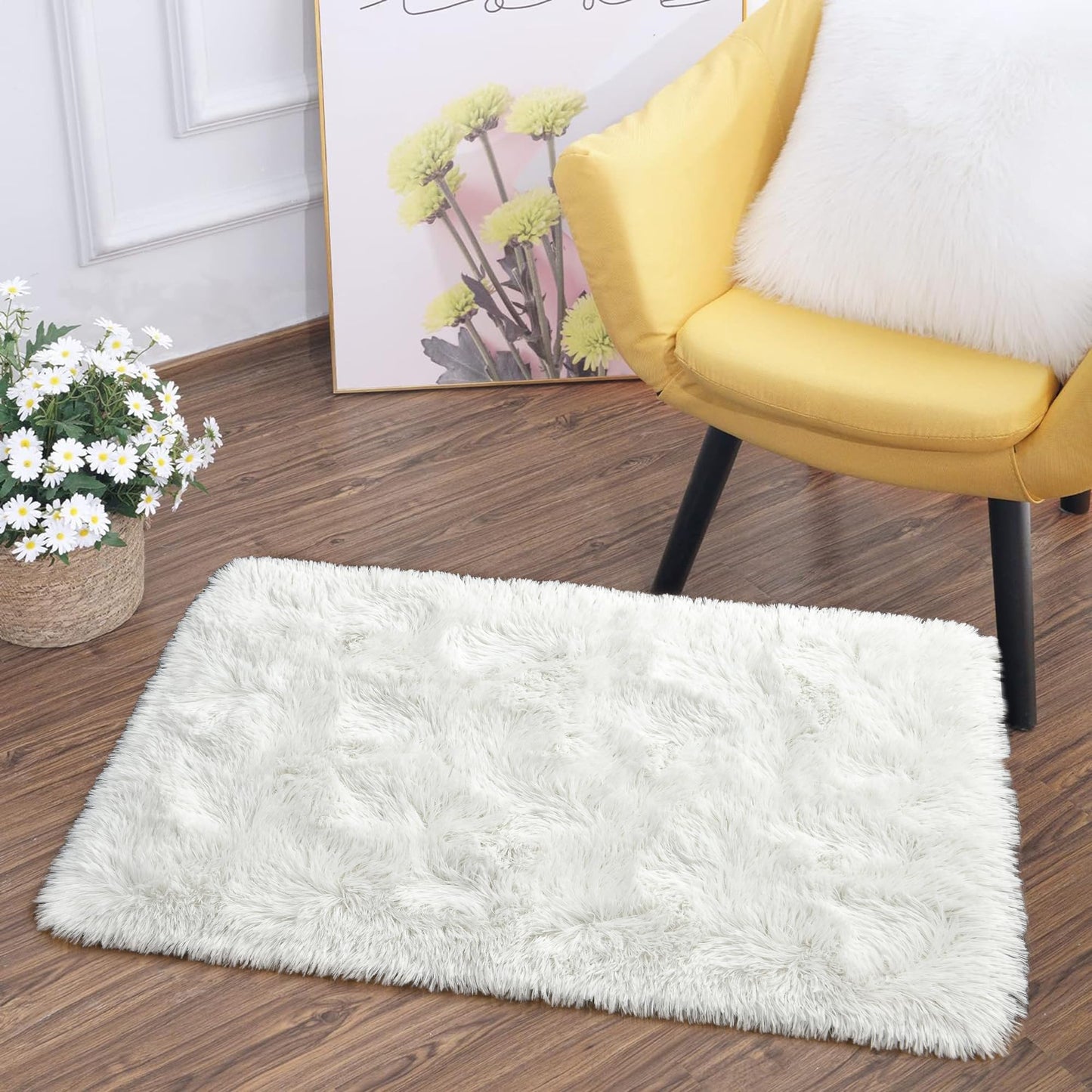 Area Rugs 9x12 for Living Room, Super Soft Fluffy Rugs for Bedroom | Modern Shaggy Rug Fuzzy Carpets for Kids, Plush Indoor Nursery Home Decor Rug with Non-Slip Bottom, Black