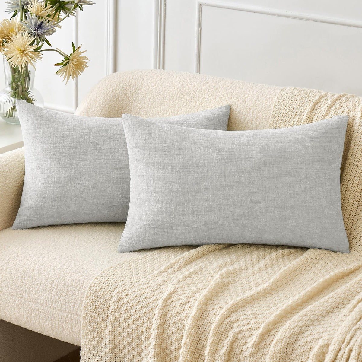 MIULEE Soft Chenille Fall Throw Pillow Covers Burnt Orange 18x18 Pack of 2 | Modern Fall Home Decor, Classic Decorative Pillows, Solid Dyed Cases, Boho Couch Cushion Covers for Sofa Bed Living Room