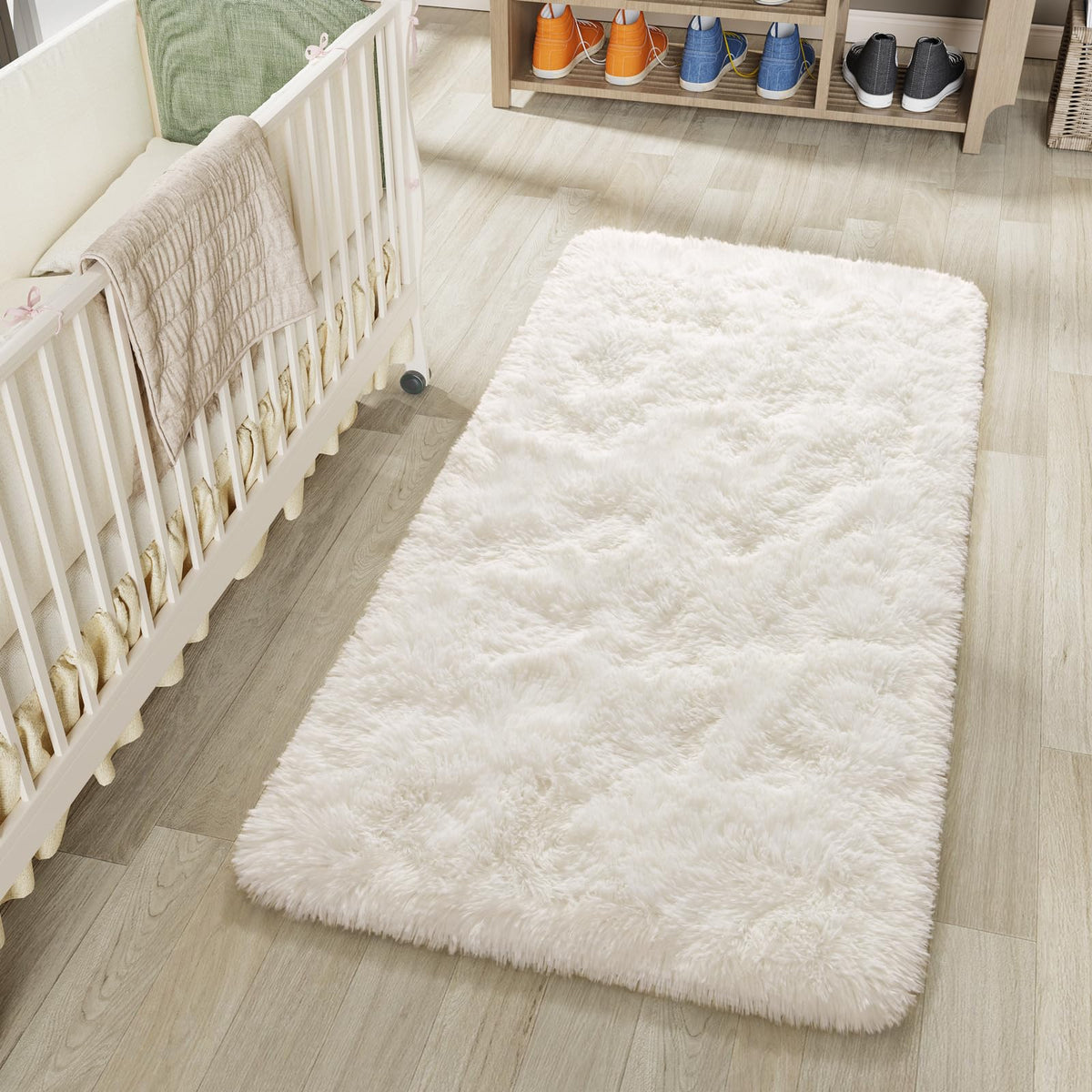 LOCHAS Area Rugs Fluffy Living Room Carpets for Kids Bedroom 6x9, Cream | Ultra Soft Indoor Modern Shaggy Rug for Dorm Nursery Boys Girls Home Decor