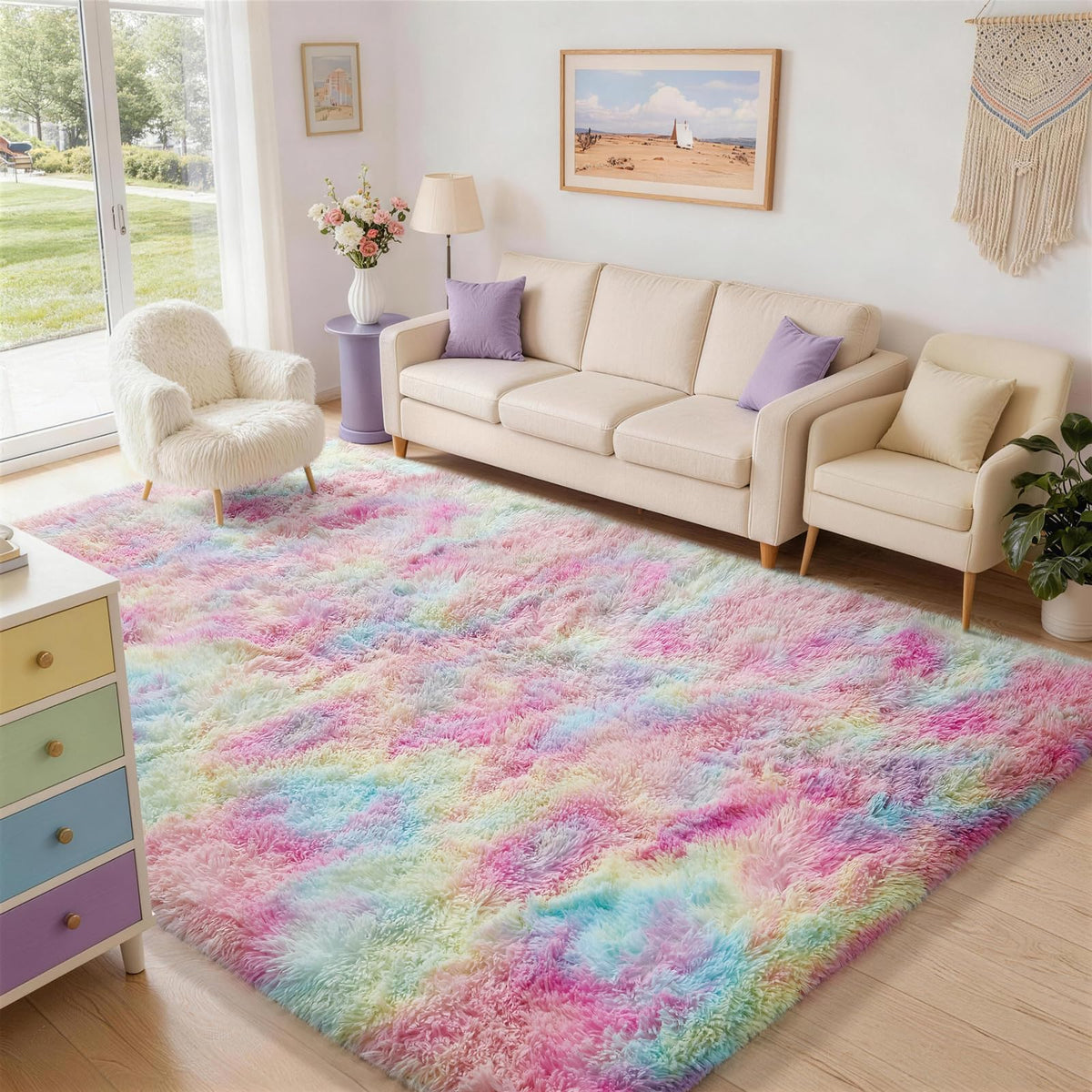 Ophanie Area Rugs for Living Room Bedroom, Washable Non-Slip Fluffy Soft Grey Shag Carpet, Indoor Floor Gray 4x6 Fuzzy Shaggy Living Room Plush Rug for Kids Home Dorm Decor Aesthetic