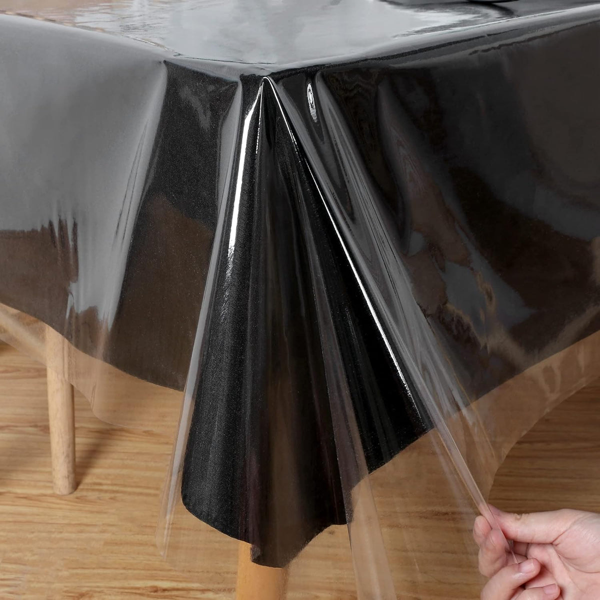 Obstal Clear Plastic Tablecloth 60 x 60 Inch, Vinyl PVC Table Cloth Clear | 100% Waterproof Oil-Proof Spill-Proof, Wipeable Rectangle Tablecloth Protector for Dining Table, Outdoor/Indoor Uses