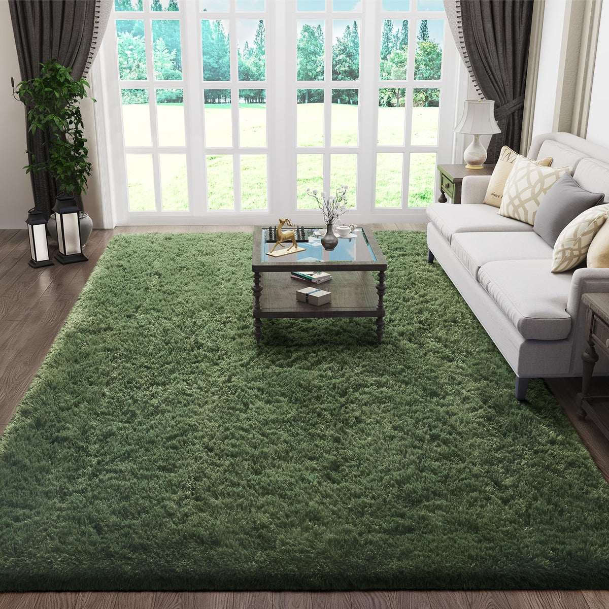 Ophanie Area Rugs for Living Room Bedroom, Washable Non-Slip Fluffy Soft Grey Shag Carpet, Indoor Floor Gray 4x6 Fuzzy Shaggy Living Room Plush Rug for Kids Home Dorm Decor Aesthetic