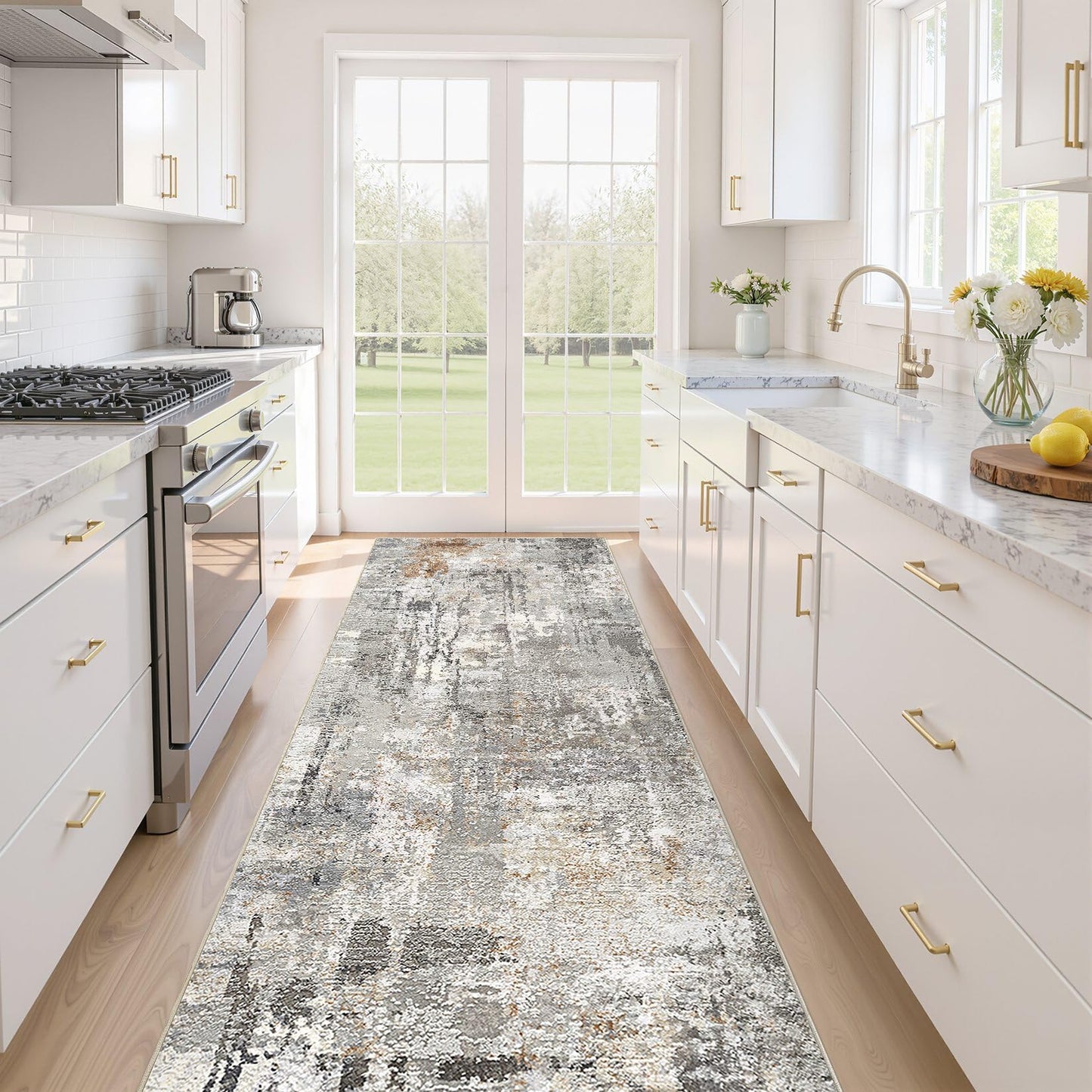 LOONGRUG Area Rug 5x7 Washable Neutral Modern Abstract Living Room Rugs | Soft Stain Resistant Non-Slip Indoor Carpet for Bedroom Nursery Playroom Dining Room Office Dorm Home