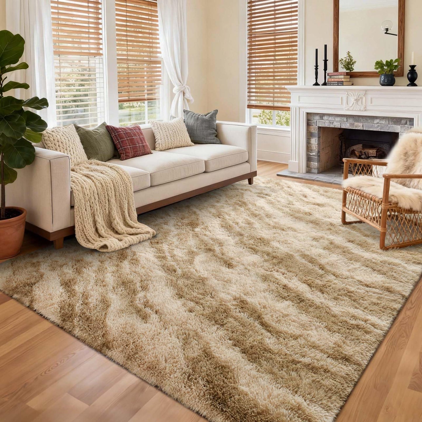 6x9 Ft Large Shag Rugs for Living Room Decor, Tie-Dyed Ultra Soft Fluffy Furry Area Rugs for Bedroom Indoor Floor, Aesthetic Carpet for Kids Home (Dark Grey)