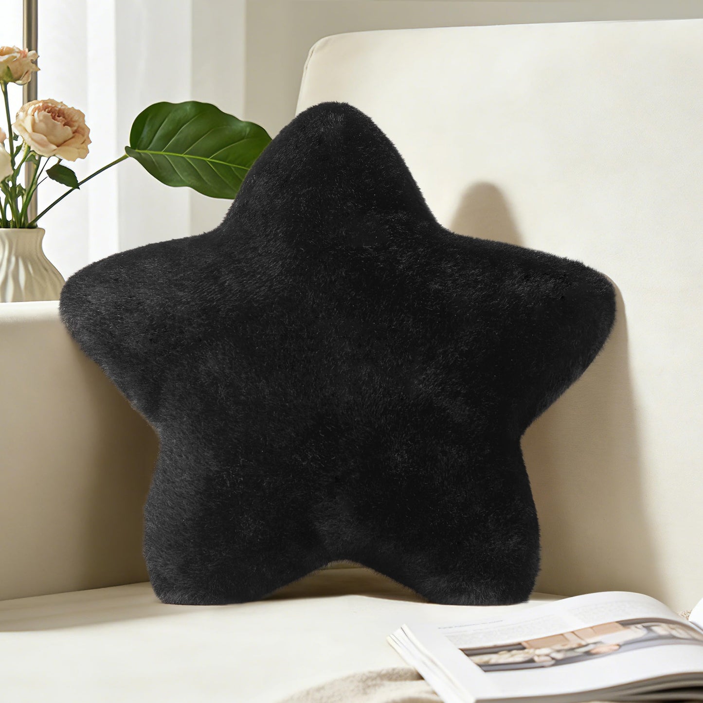 Star Pillow 15.4" Cute Soft Faux Plush Small White Decorative Throw Pillows | Star shaped, PP cotton Filling, Fluffy and Comfortable, for Gilrs Kids, for Couch Bed Sofa Bedroom Living Room
