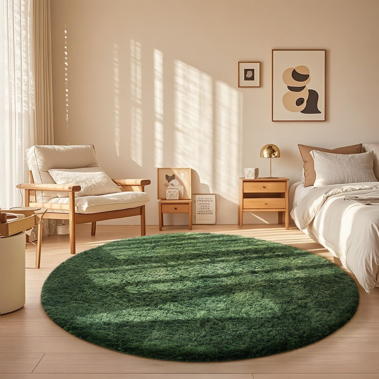 Ophanie 8x10 Area Rugs for Living Room, Washable Non-Slip Fluffy Soft Large Shag Bedroom Carpet, Ivory Big Indoor Nursery Rug, Carpets for Boy and Girls Room Dorm Decor with Over 99 pcs Pile fibers