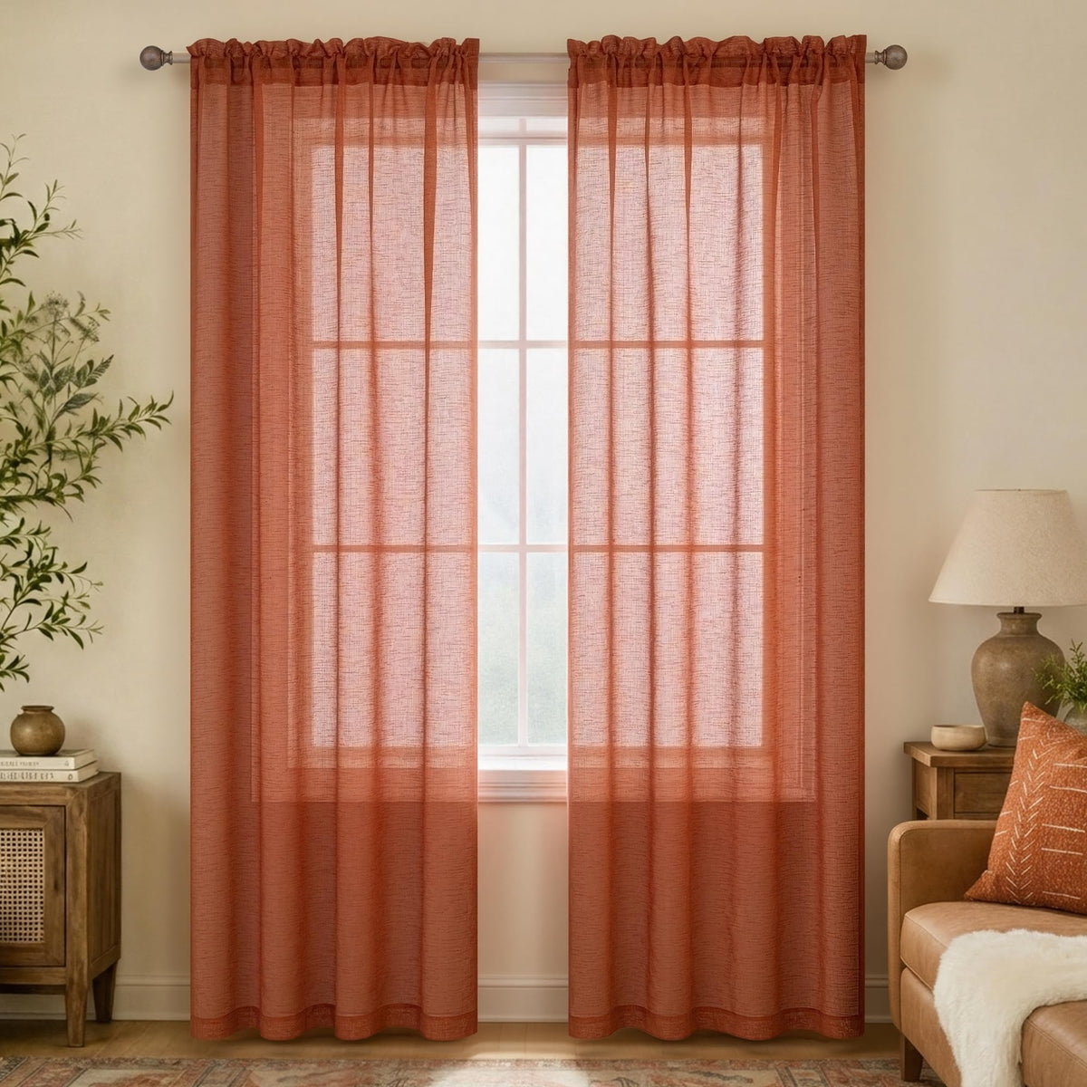 KOUFALL White Sheer Curtains 84 Inches Long 2 Panels,Gauze Cheese Cloth Linen Look Rod Pocket Flowy See Through Curtains for Living Room Bedroom