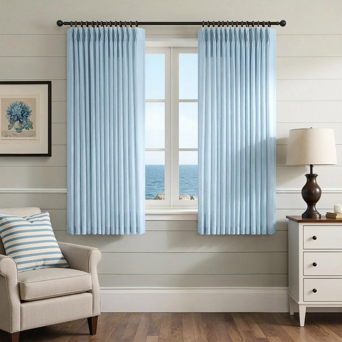 White Linen Pleated Curtains 84 Inches Long for Bedroom Back Tab Light Filtering Sheer Pinch Pleat Drapes Hook Ring Modern Farmhouse Coastal Cotton Textured Gauze Curtain Living Room 84 Length 2 Panel