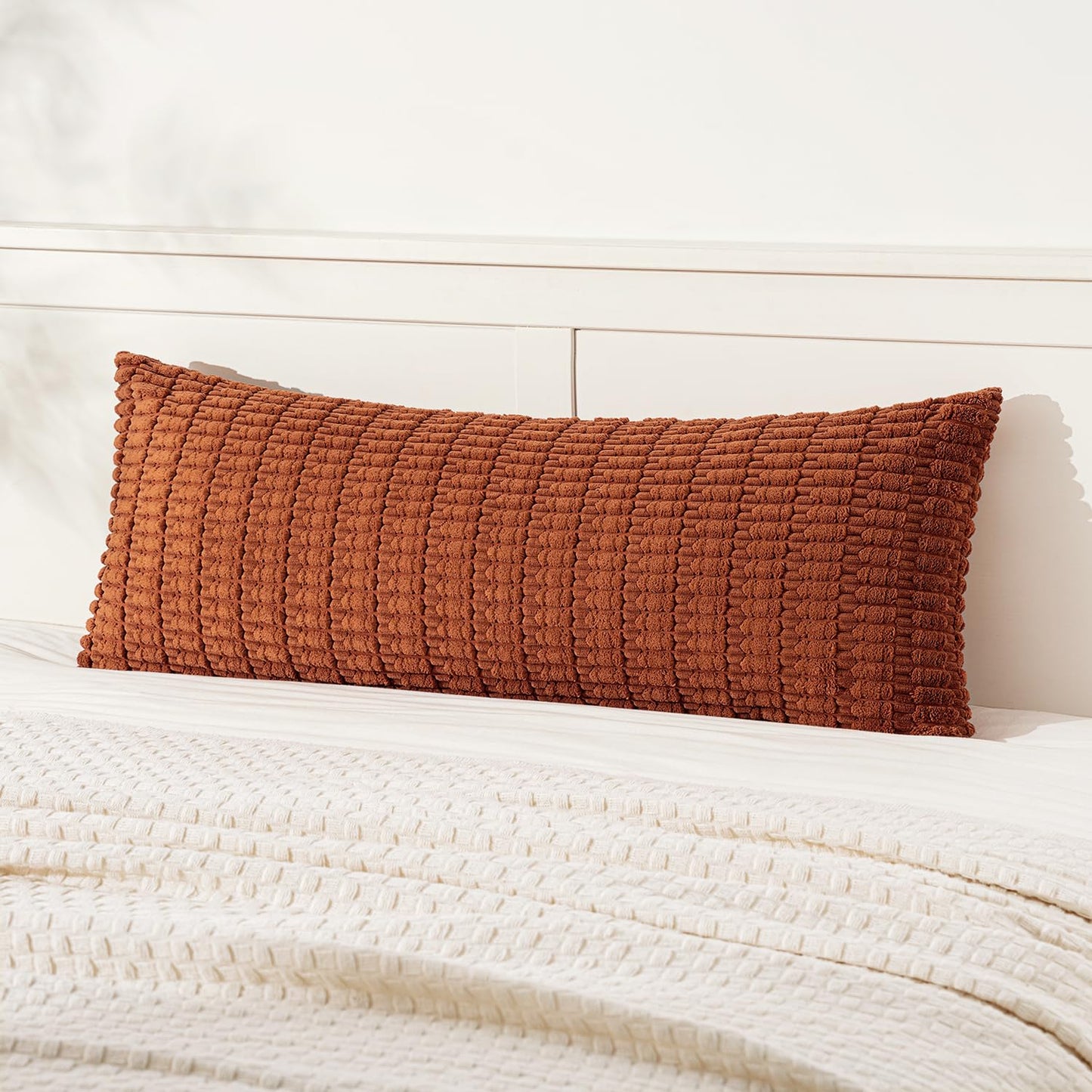 MIULEE Corduroy Decorative Throw Pillow Covers 18x18 Cream White Pack of 2 | Soft Boho Striped Pillow Covers Modern Farmhouse Home Decor For Sofa Living Room Couch Bed