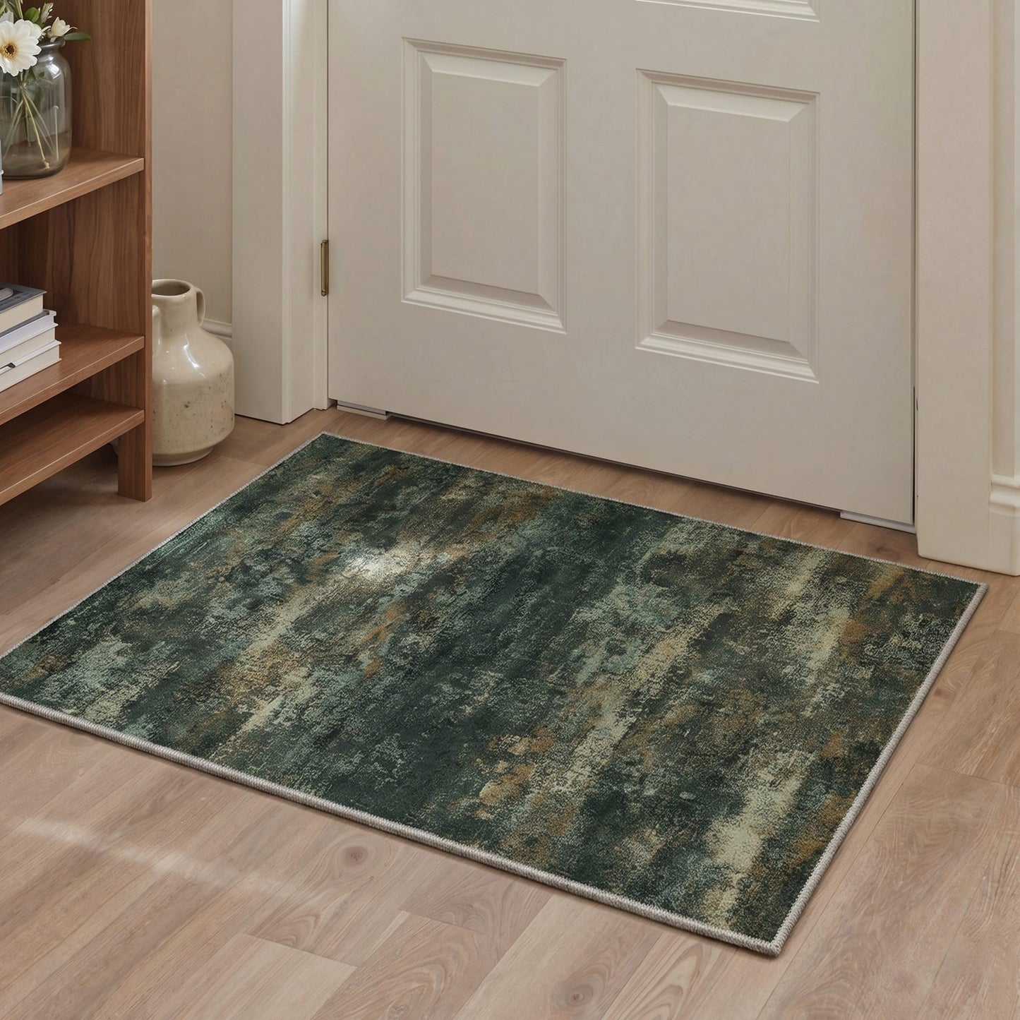 BEIMO 5x7 Green Abstract Area Rug, Washable Non-Slip for Bedroom | Soft Low-Pile Carpet, Lightweight and Easy to Vacuum, Sage Living Rooms, Dining Rooms, Bedrooms, and Home Offices