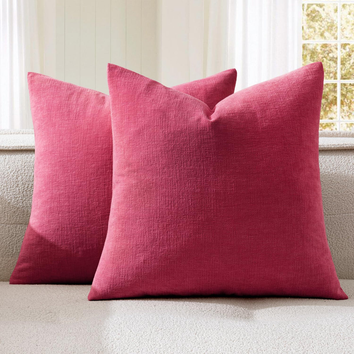 MIULEE Olive Green Chenille Couch Throw Pillow Covers, 18x18 | Set of 2, Soft Modern Farmhouse Style, Decorative Pillowcases for Sofa Living Room Bed, Home Decor