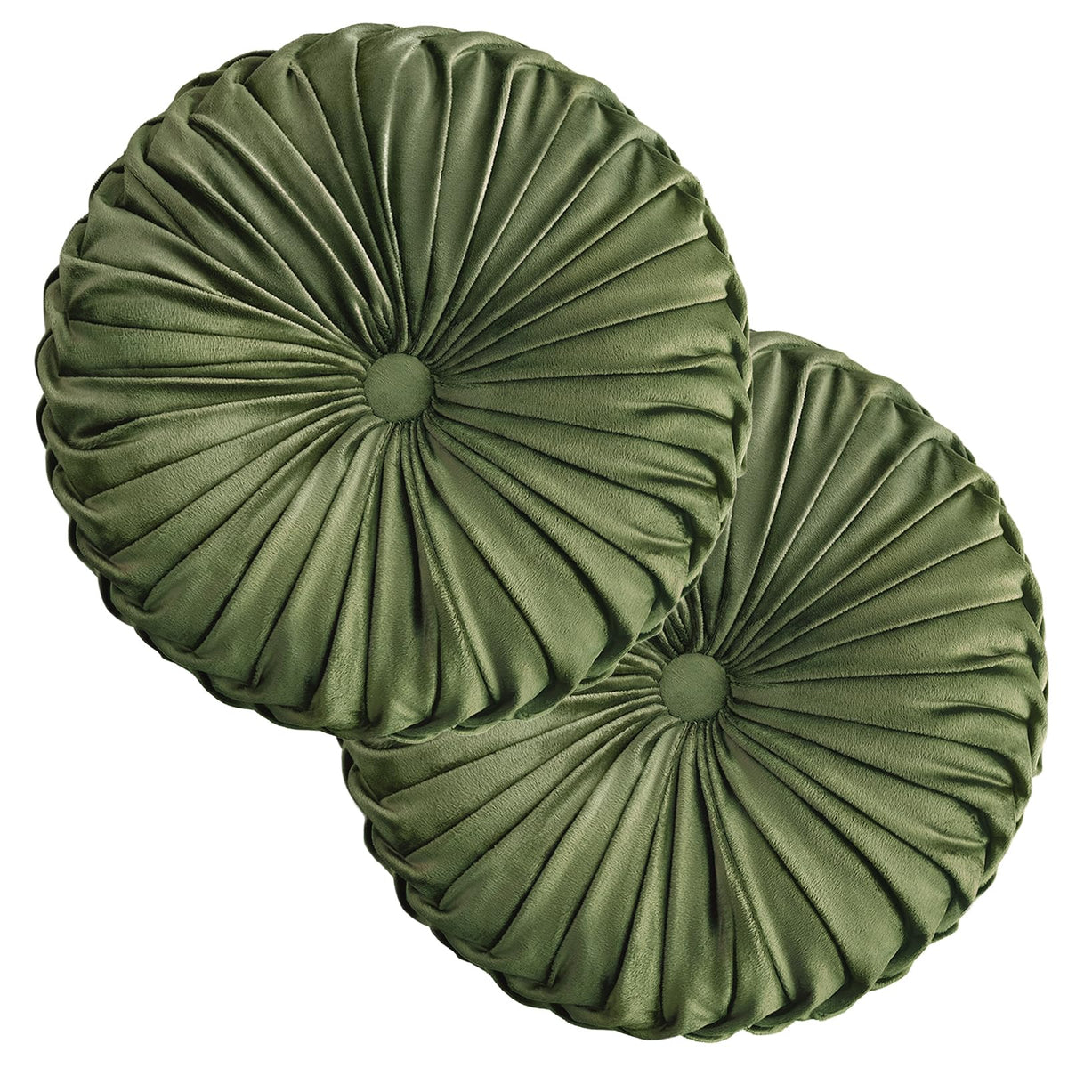 Teieas Round Throw Pillow Velvet Home Decoration Pleated Round Pillow Cushion for Couch Chair Bed Car Orange