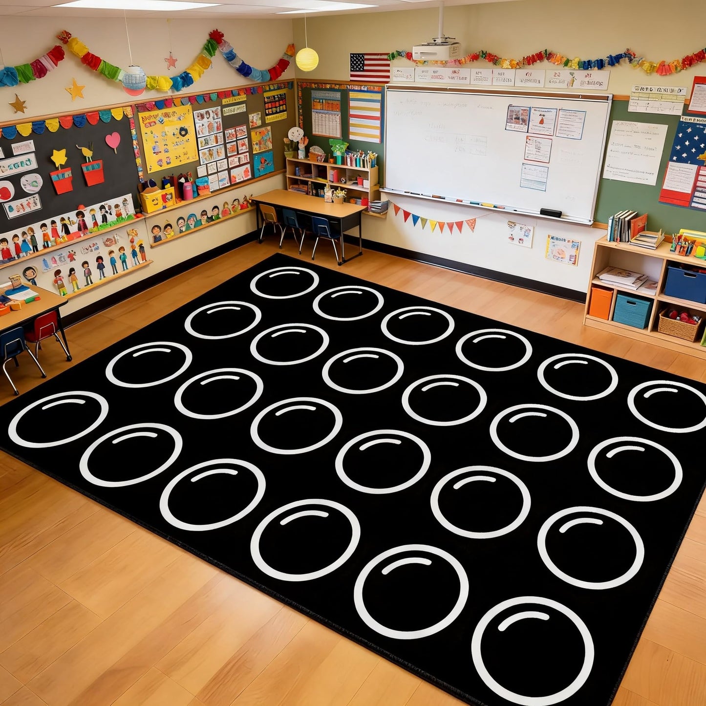 Large Classroom Rug 8x12 for Elementary, Classroom Rugs Carpets | Rainbow. Soft & comfortable Fabric. Flame Retardant Certified. Non-Slip Backing. Wrinkle-Free. Rolled Packaging. 24 Seats.