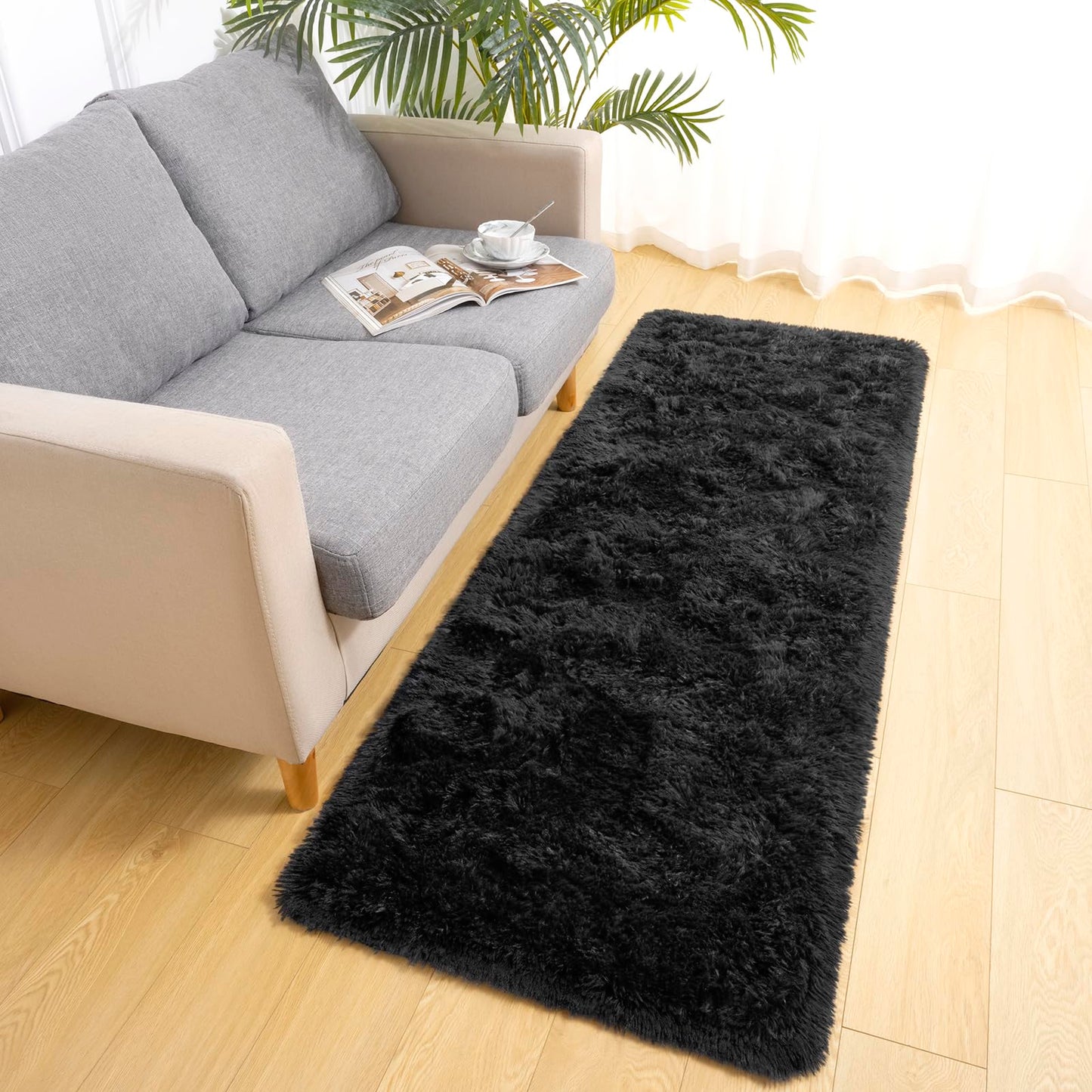 LOCHAS Area Rugs Fluffy Living Room Carpets for Kids Bedroom 6x9, Cream | Ultra Soft Indoor Modern Shaggy Rug for Dorm Nursery Boys Girls Home Decor