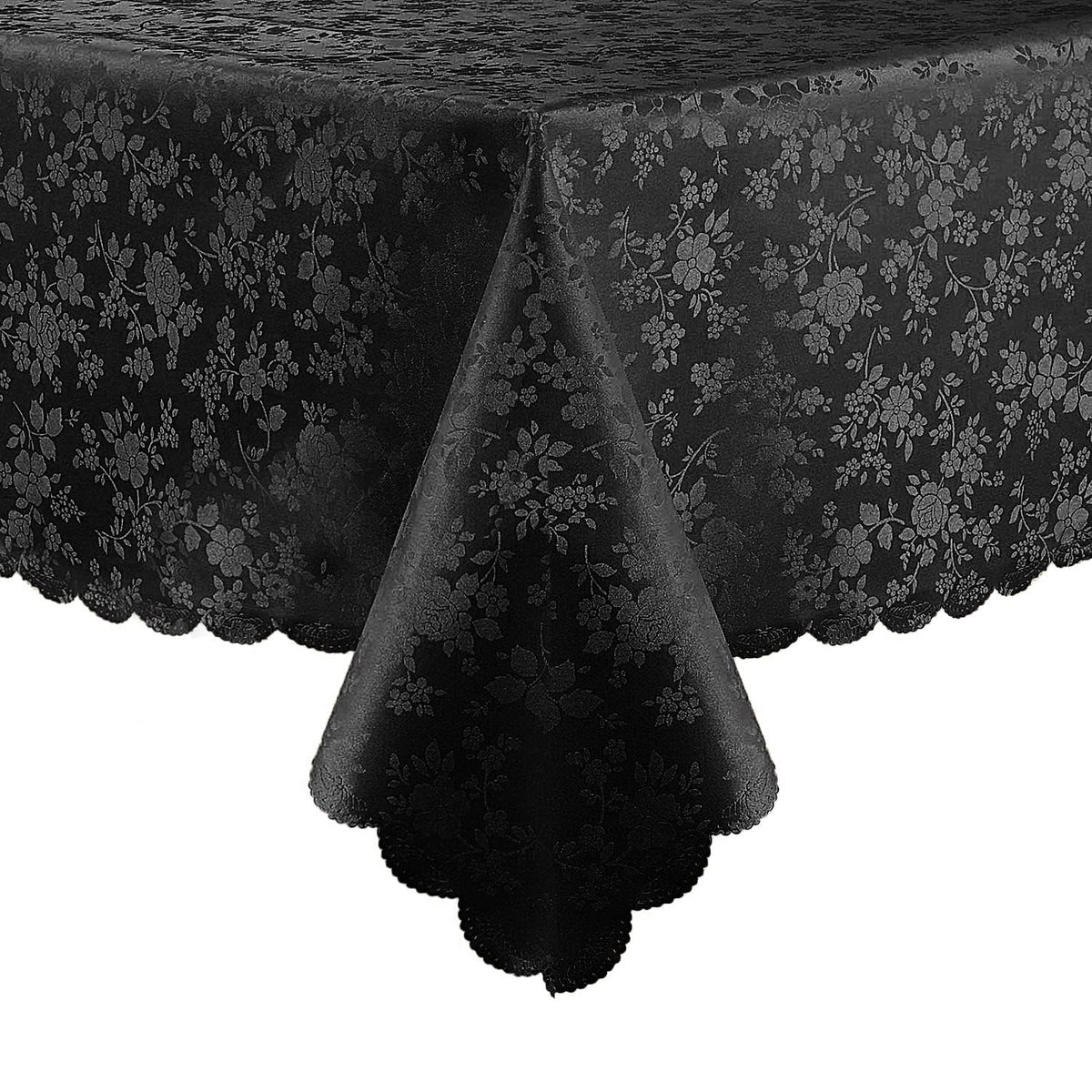 Smiry Rectangle Waterproof Heavy Duty Vinyl Tablecloths, 60 x 84 Inch | Wipeable Washable Floral Embossed Table Cover for Kitchen and Dining Room, Indoor & Outdoor Use, Beige