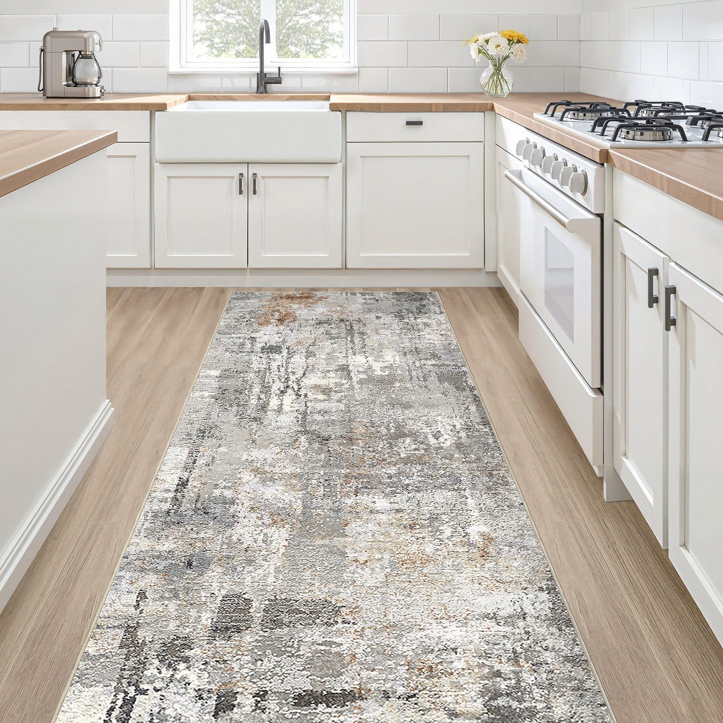 LOONGRUG Area Rug 5x7 Washable Neutral Modern Abstract Living Room Rugs | Soft Stain Resistant Non-Slip Indoor Carpet for Bedroom Nursery Playroom Dining Room Office Dorm Home