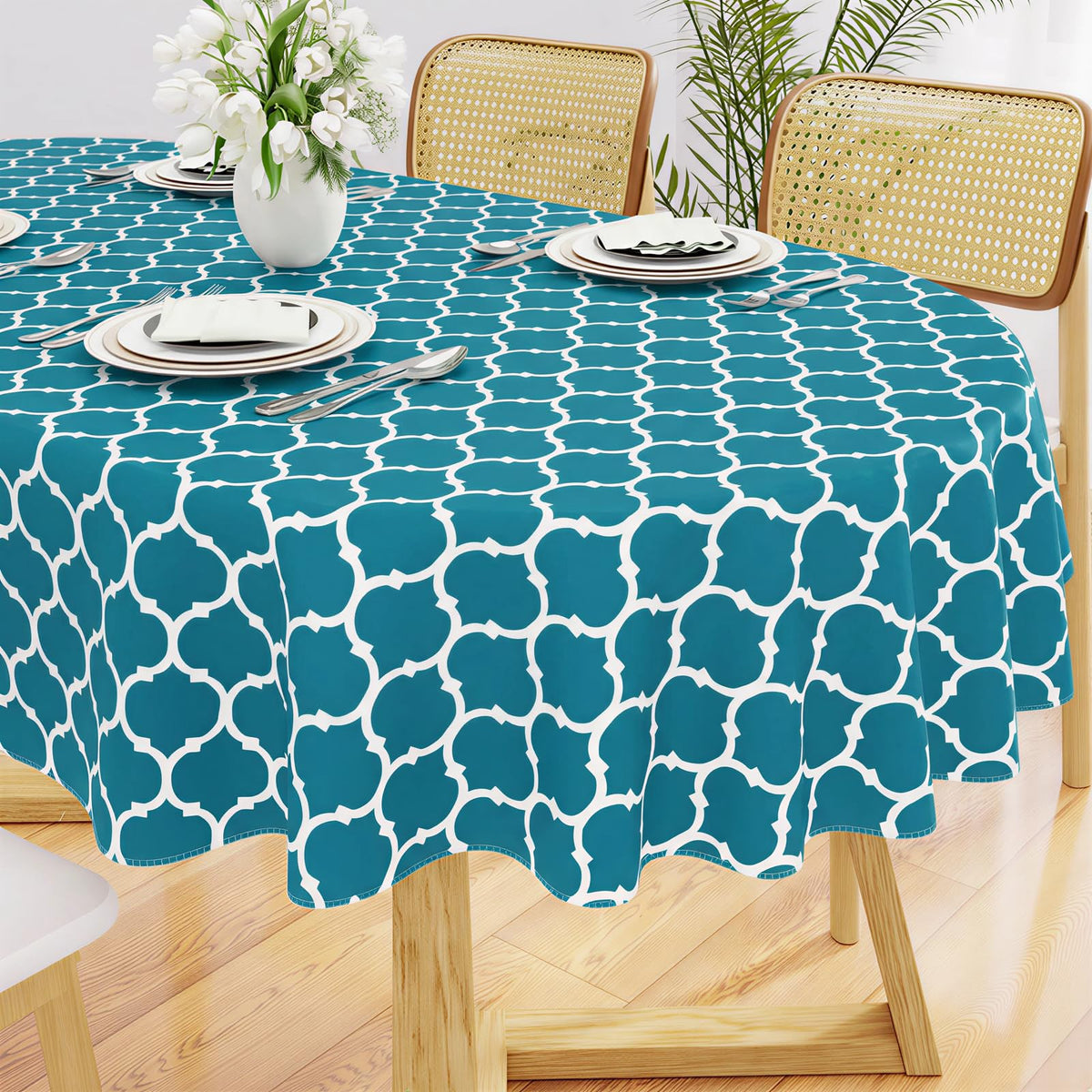 Smiry Rectangle Table Cloth, Flannel Backed Vinyl Tablecloth, 60"x84" | Waterproof Plastic Tablecloths, Wipeable Table Cover for Dining, Indoor and Outdoor (Grey)