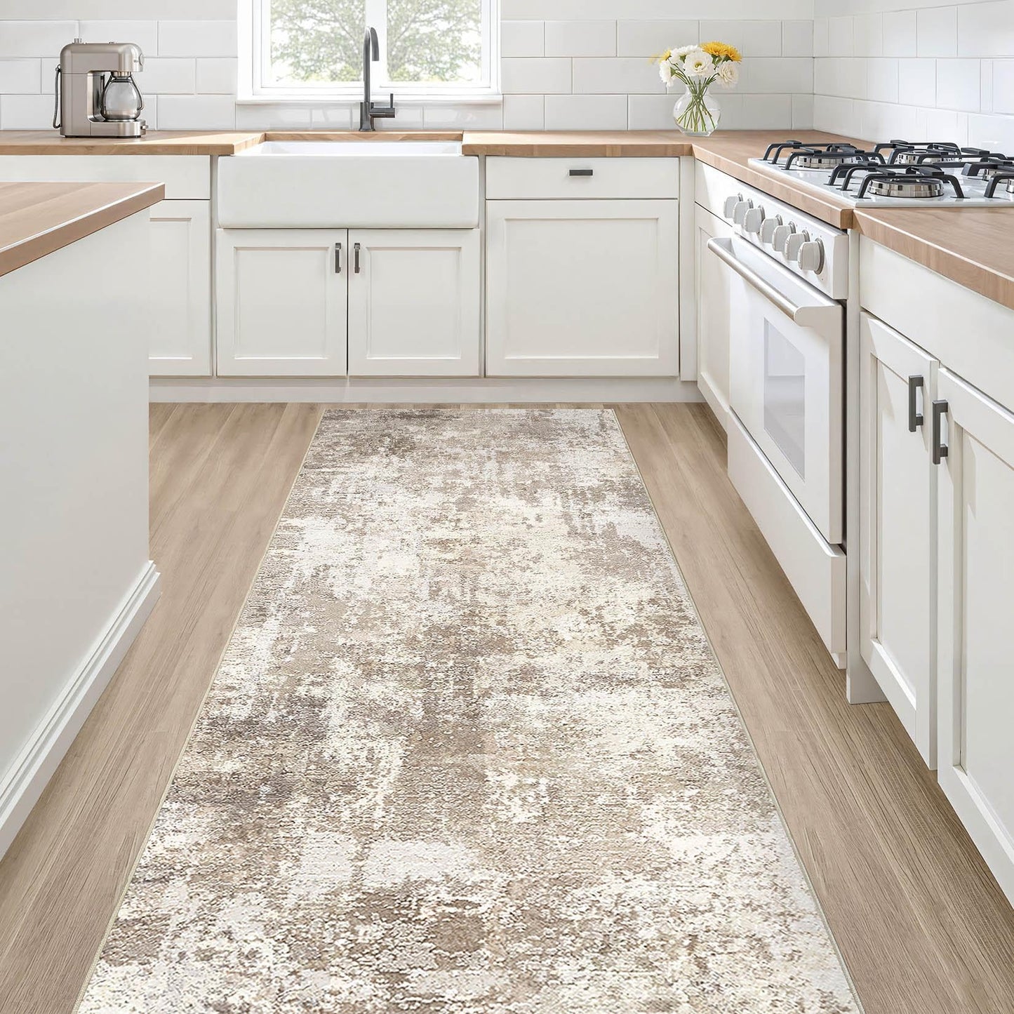 LOONGRUG Area Rug 5x7 Washable Neutral Modern Abstract Living Room Rugs | Soft Stain Resistant Non-Slip Indoor Carpet for Bedroom Nursery Playroom Dining Room Office Dorm Home