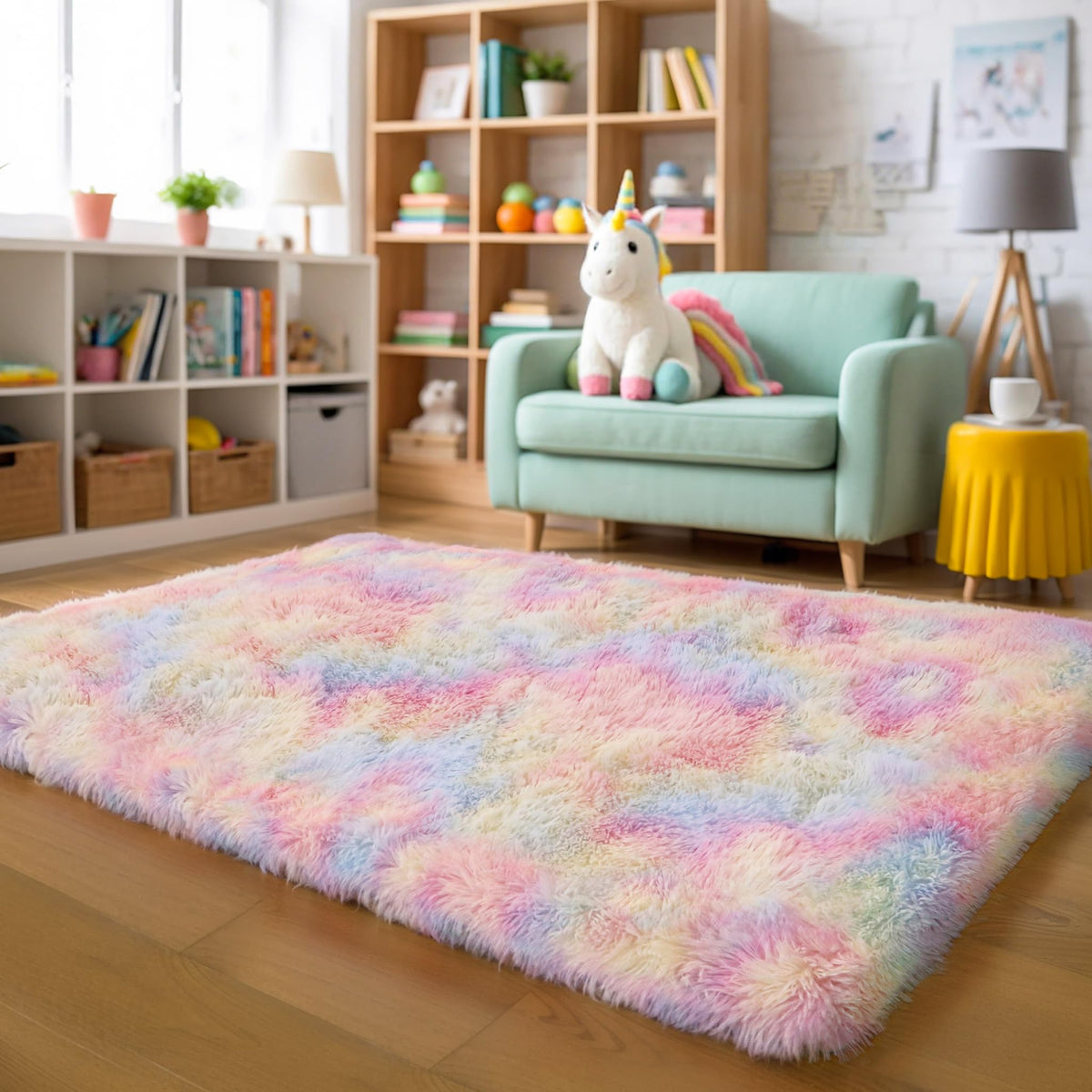 Pink Fluffy 4x6 Area Rugs for Bedroom Girls, Plush Washable Carpet | Area Rug for Kids Room, Nursery, Dorm Room, Non Slip Shaggy Floor Carpet