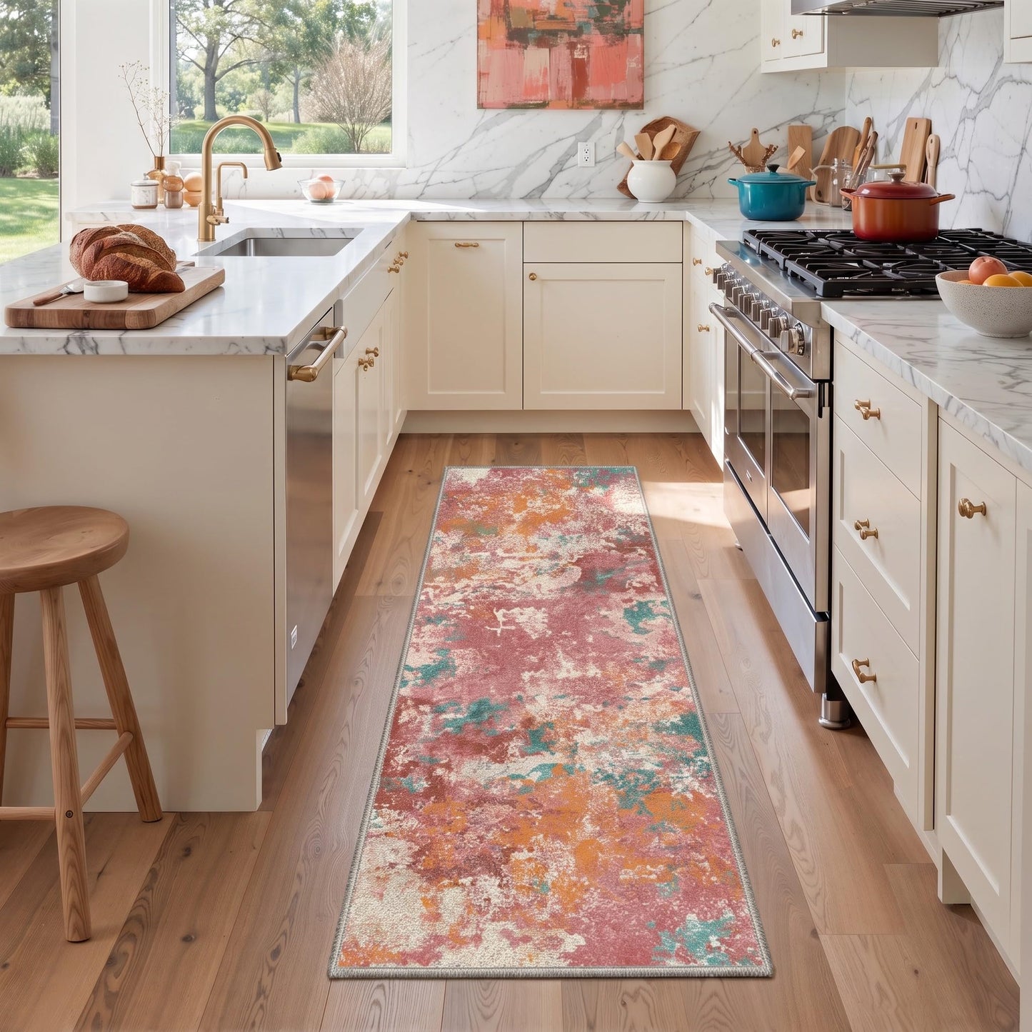 BEIMO 5x7 Green Abstract Area Rug, Washable Non-Slip for Bedroom | Soft Low-Pile Carpet, Lightweight and Easy to Vacuum, Sage Living Rooms, Dining Rooms, Bedrooms, and Home Offices