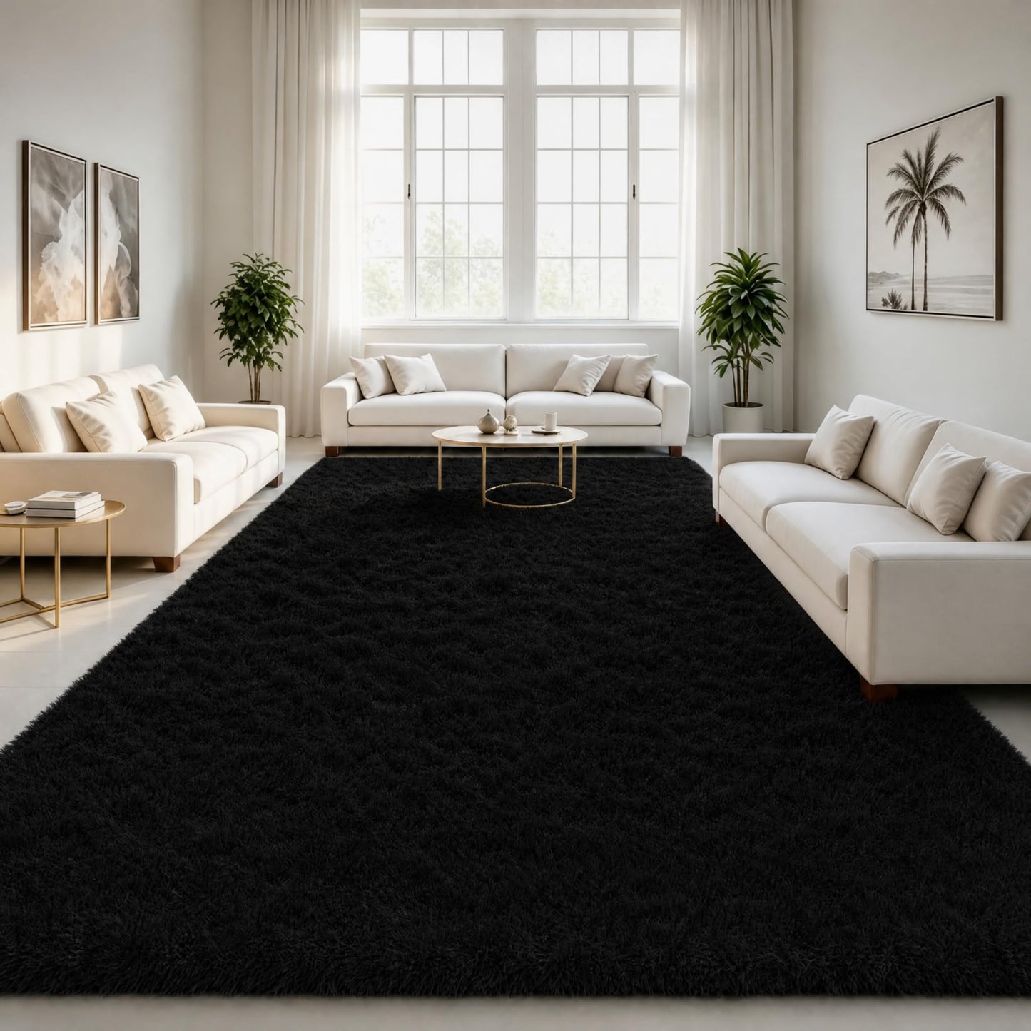LOCHAS Area Rugs Fluffy Living Room Carpets for Kids Bedroom 6x9, Cream | Ultra Soft Indoor Modern Shaggy Rug for Dorm Nursery Boys Girls Home Decor