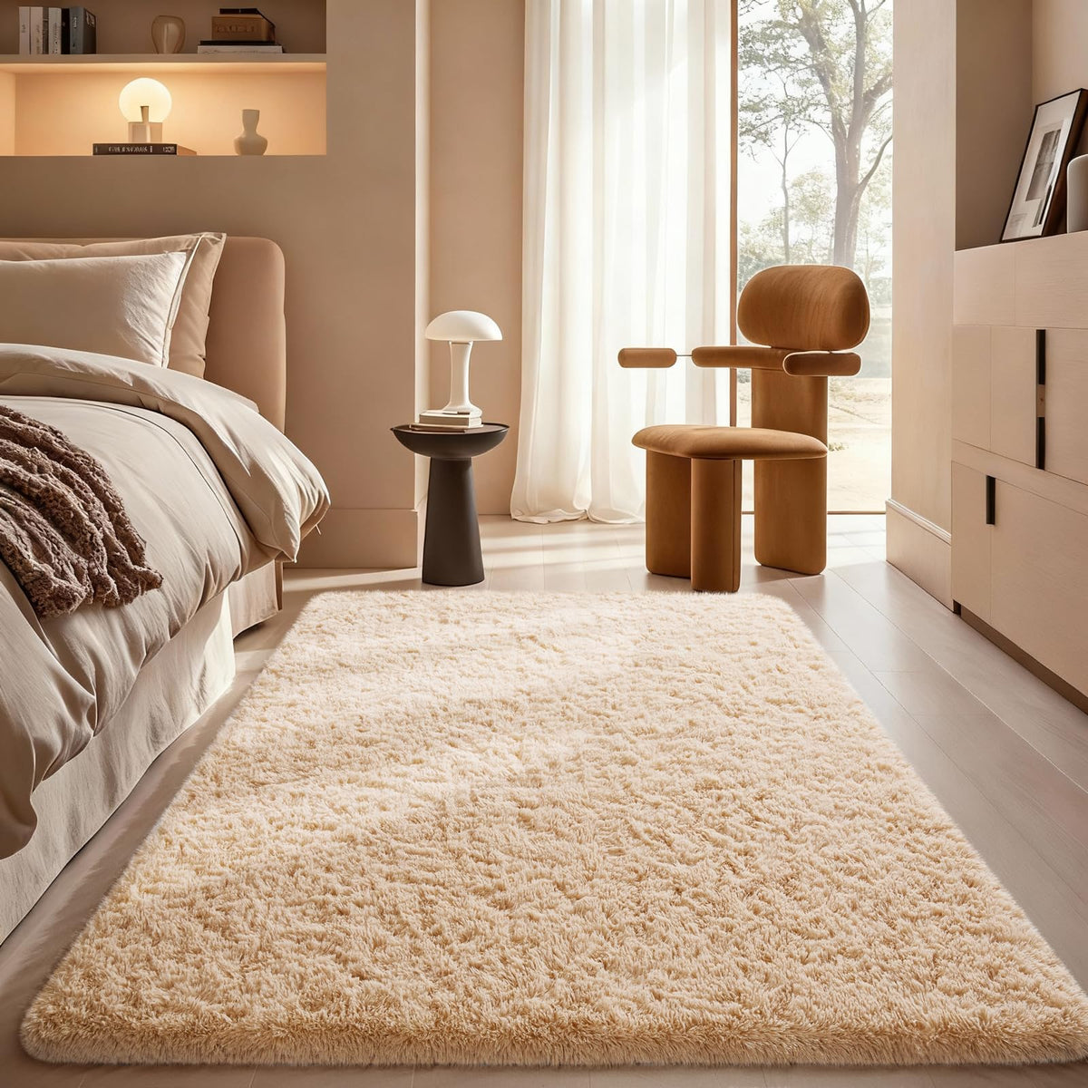 Ophanie Area Rugs for Living Room Bedroom, Washable Non-Slip Fluffy Soft Grey Shag Carpet, Indoor Floor Gray 4x6 Fuzzy Shaggy Living Room Plush Rug for Kids Home Dorm Decor Aesthetic