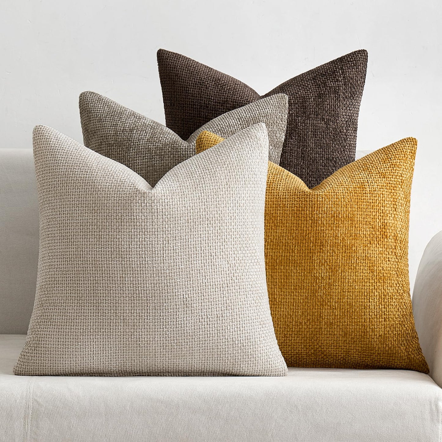 MIULEE Soft Decorative Chenille Pillow Covers Blue Series 18x18 Pack of 4 | Modern Coastal Decor, Blue Gradient Set, Couch Throw Pillows, Farmhouse Boho Cushion Covers for Sofa Bed Living Room