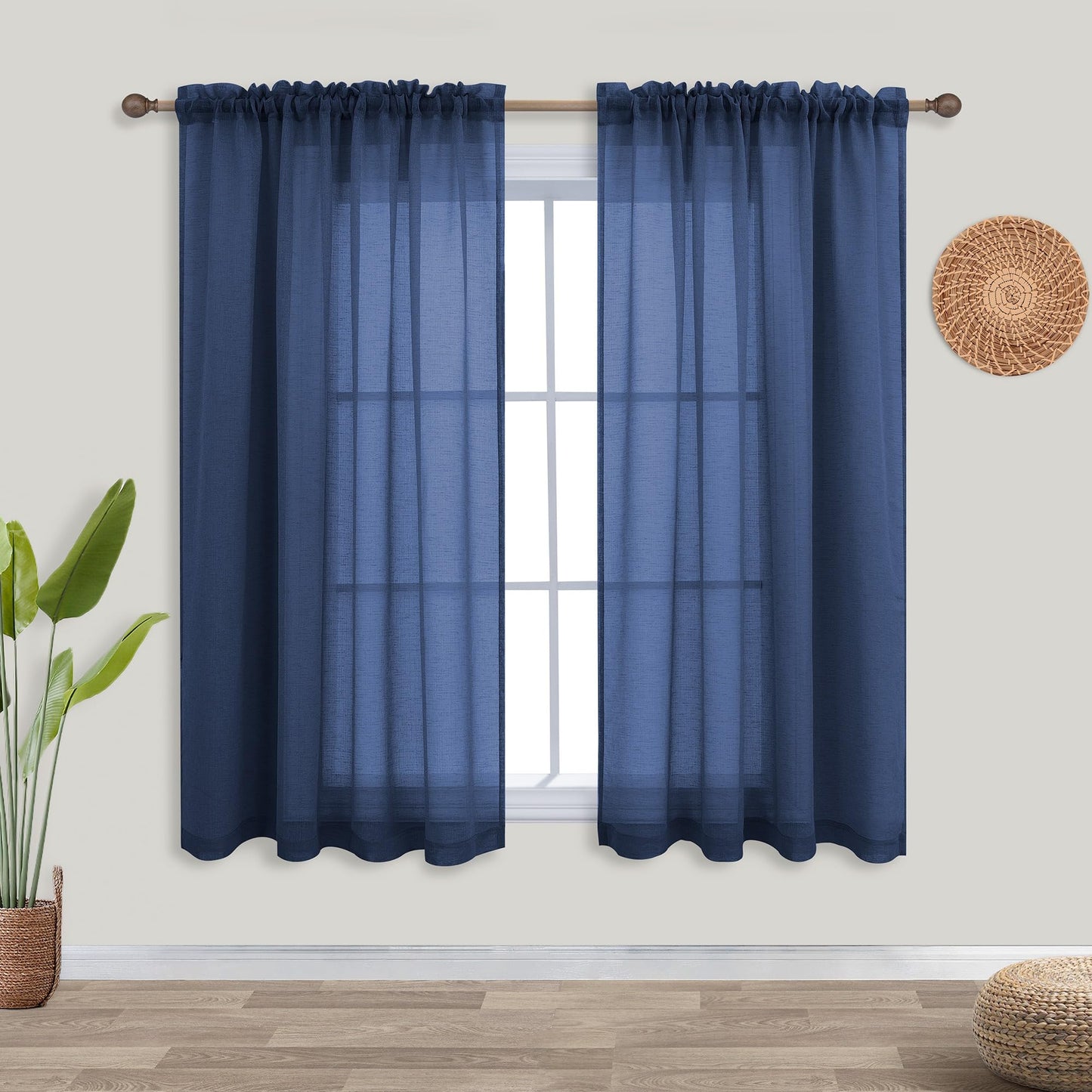 KOUFALL White Sheer Curtains 84 Inches Long 2 Panels,Gauze Cheese Cloth Linen Look Rod Pocket Flowy See Through Curtains for Living Room Bedroom