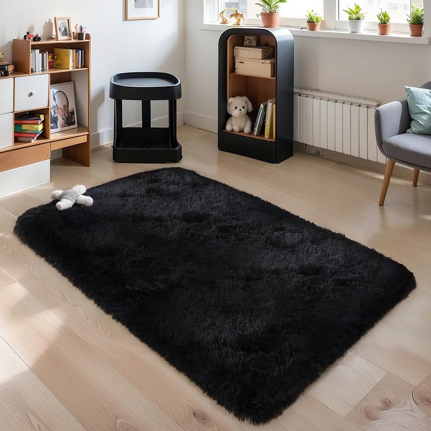 Pink Fluffy 4x6 Area Rugs for Bedroom Girls, Plush Washable Carpet | Area Rug for Kids Room, Nursery, Dorm Room, Non Slip Shaggy Floor Carpet