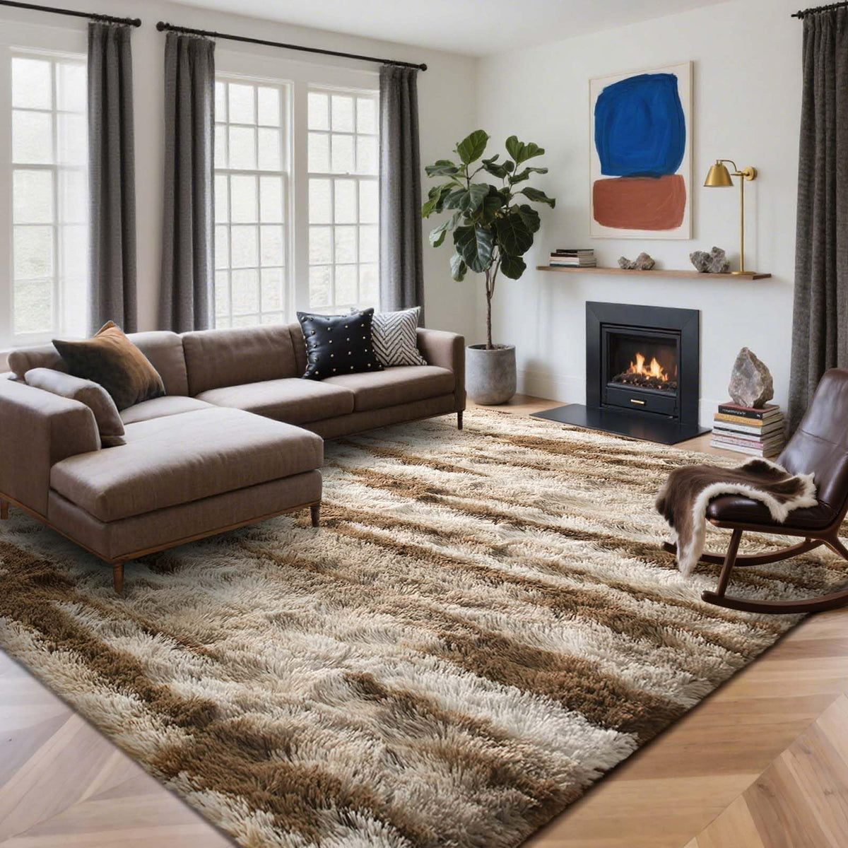 6x9 Ft Large Shag Rugs for Living Room Decor, Tie-Dyed Ultra Soft Fluffy Furry Area Rugs for Bedroom Indoor Floor, Aesthetic Carpet for Kids Home (Dark Grey)