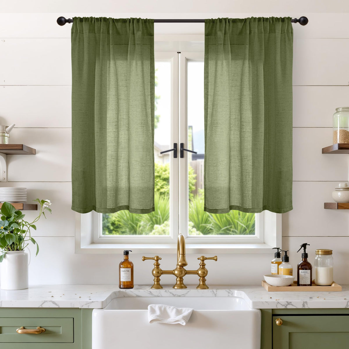 BGment Linen Sheer Curtains 84 Inches Long 2 Panels Set for Living Room | Light Filtering Drapes with Rod Pocket Lightweight Window Treatments for Bedroom, 52 X 84 Inch Length