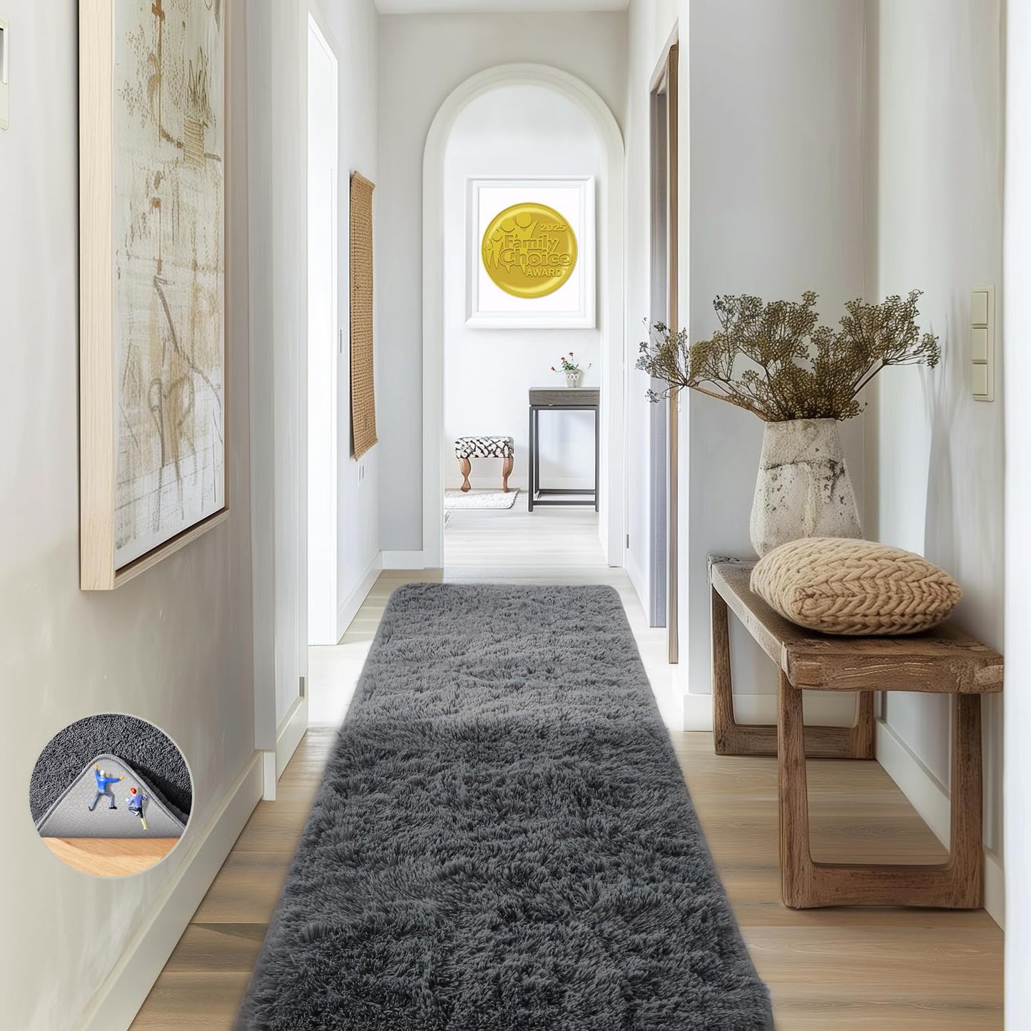 Ophanie 8x10 Area Rugs for Living Room, Washable Non-Slip Fluffy Soft Large Shag Bedroom Carpet, Ivory Big Indoor Nursery Rug, Carpets for Boy and Girls Room Dorm Decor with Over 99 pcs Pile fibers