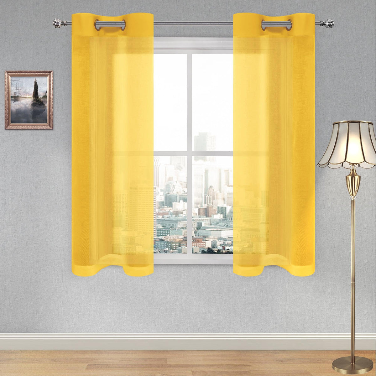 DWCN White Sheer Curtains Linen Look Semi Transparent Voile Grommet White Curtains for Living Dining Room Drapes 52 x 84 Inch Long, Set of 2 Panels