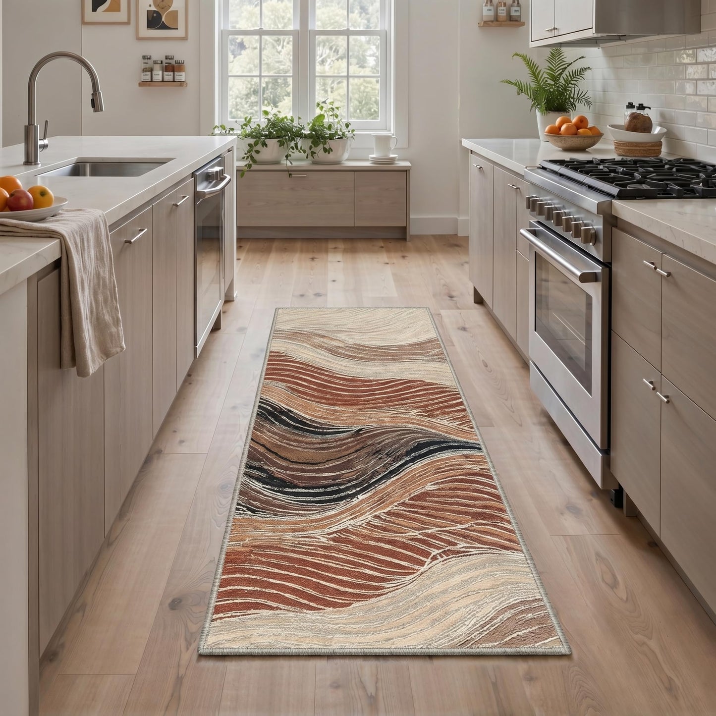 BEIMO 5x7 Green Abstract Area Rug, Washable Non-Slip for Bedroom | Soft Low-Pile Carpet, Lightweight and Easy to Vacuum, Sage Living Rooms, Dining Rooms, Bedrooms, and Home Offices