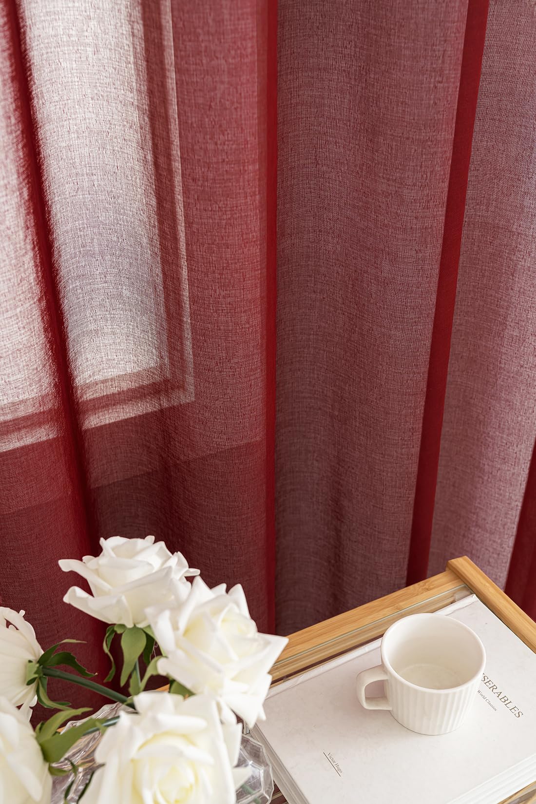 MYSTIC-HOME Sheer Curtains White 63 Inch Length, Rod Pocket Voile Drapes for Living Room, Bedroom, Window Treatments Semi Crinkle Curtain Panels for Yard, Patio, Villa, Parlor, Set of 2, 52"x 63"