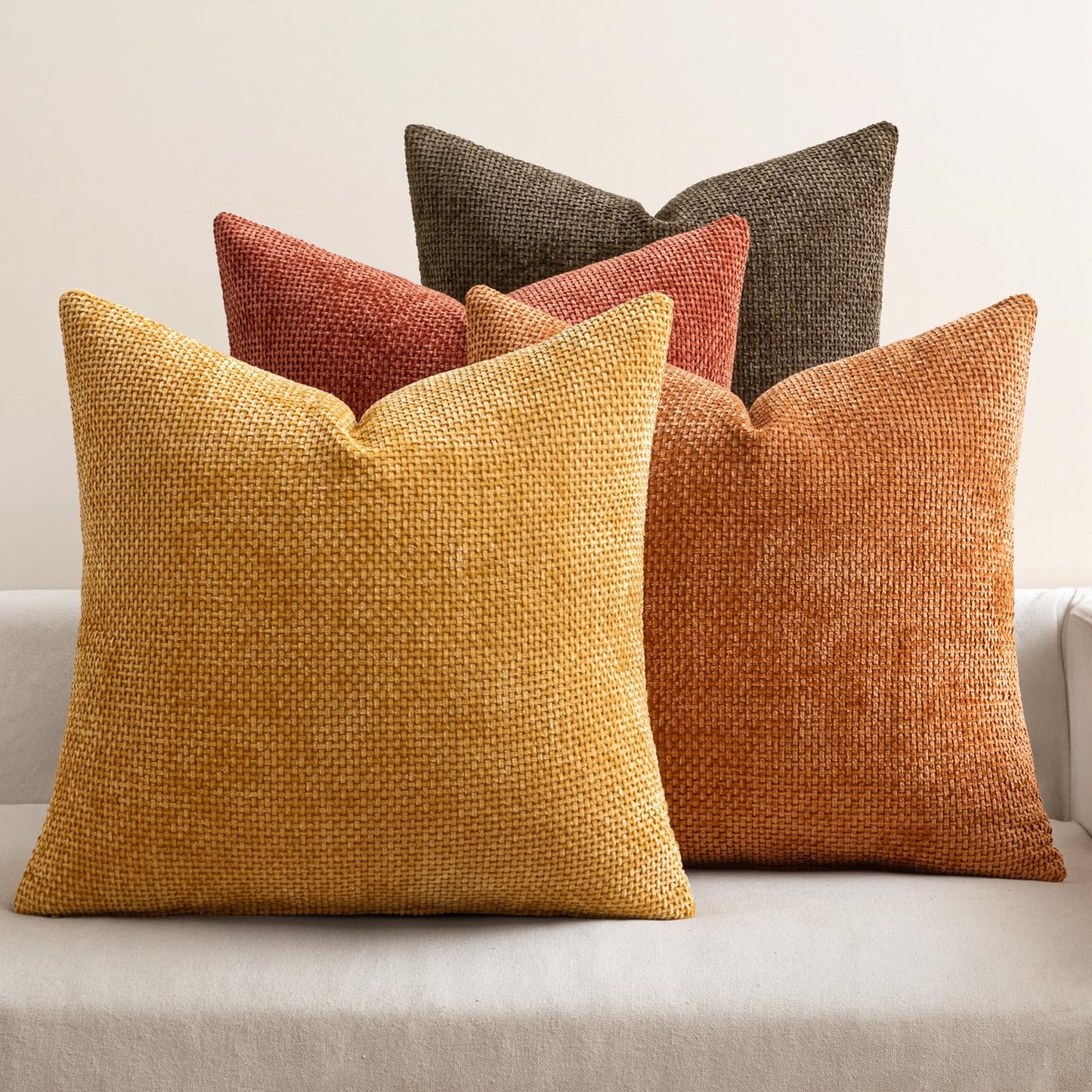 MIULEE Soft Decorative Chenille Pillow Covers Blue Series 18x18 Pack of 4 | Modern Coastal Decor, Blue Gradient Set, Couch Throw Pillows, Farmhouse Boho Cushion Covers for Sofa Bed Living Room