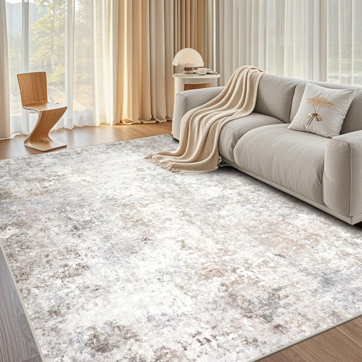 Washable Rugs 8x10 Area Rugs for Living Room,Bedroom,Dining Room Carpet | Ultra Soft Faux Wool,Kids & Pet Friendly,Machine Washable,Non-Slip & Non-Shedding,Large Vintage Low Pile Rug for Home Office
