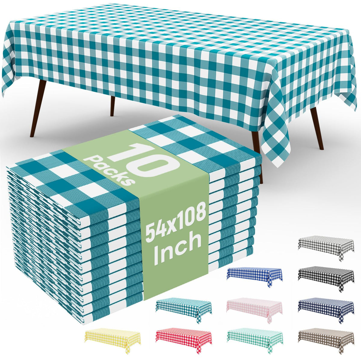 4 Packs Buffalo Disposable Table Cloth, 54 x 108 Inch Waterproof Plastic Tablecloth, Rectangle Red and White Checkered Table Covers for Picnic, Birthday, Party, Back to School