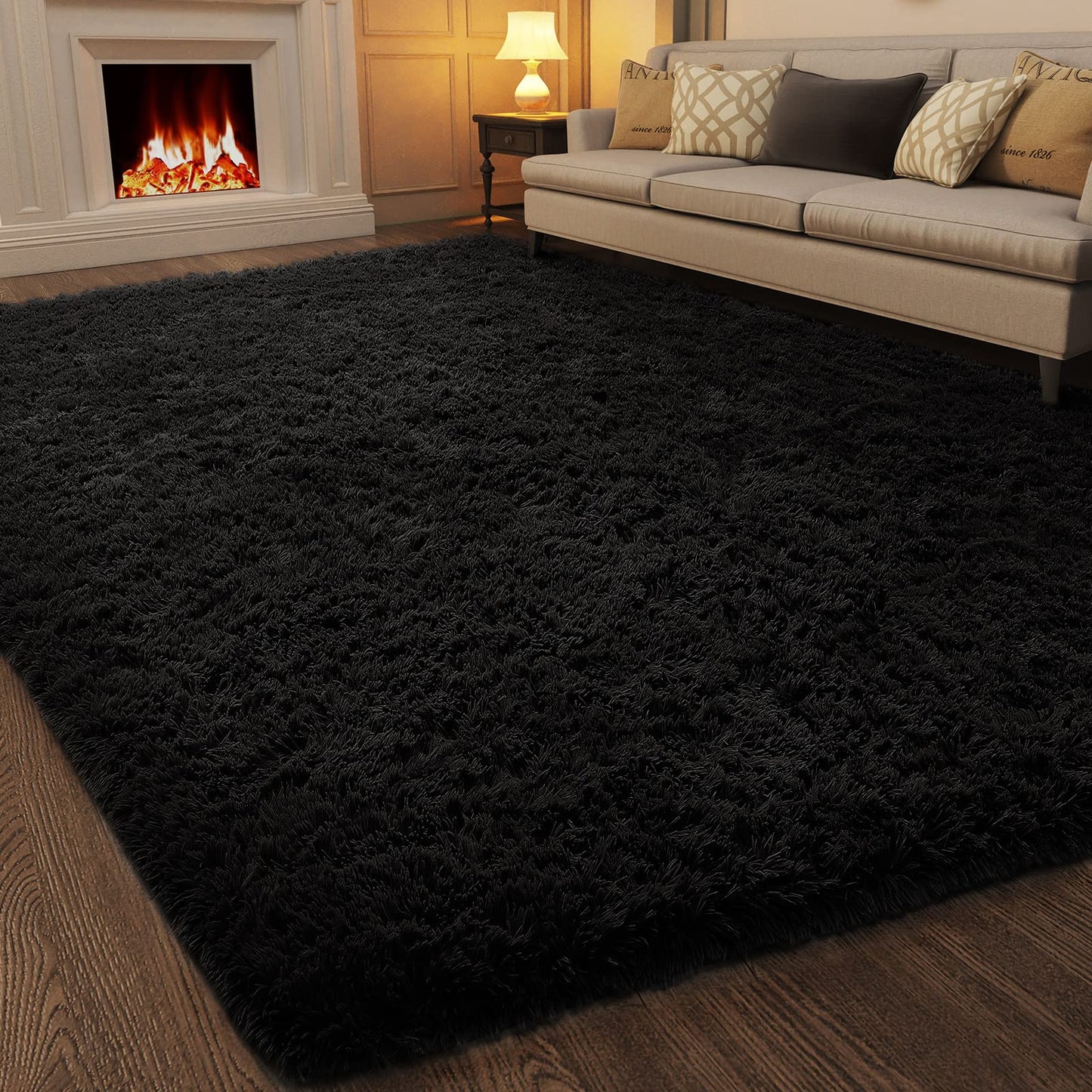 Ophanie 8x10 Area Rugs for Living Room, Washable Non-Slip Fluffy Soft Large Shag Bedroom Carpet, Ivory Big Indoor Nursery Rug, Carpets for Boy and Girls Room Dorm Decor with Over 99 pcs Pile fibers