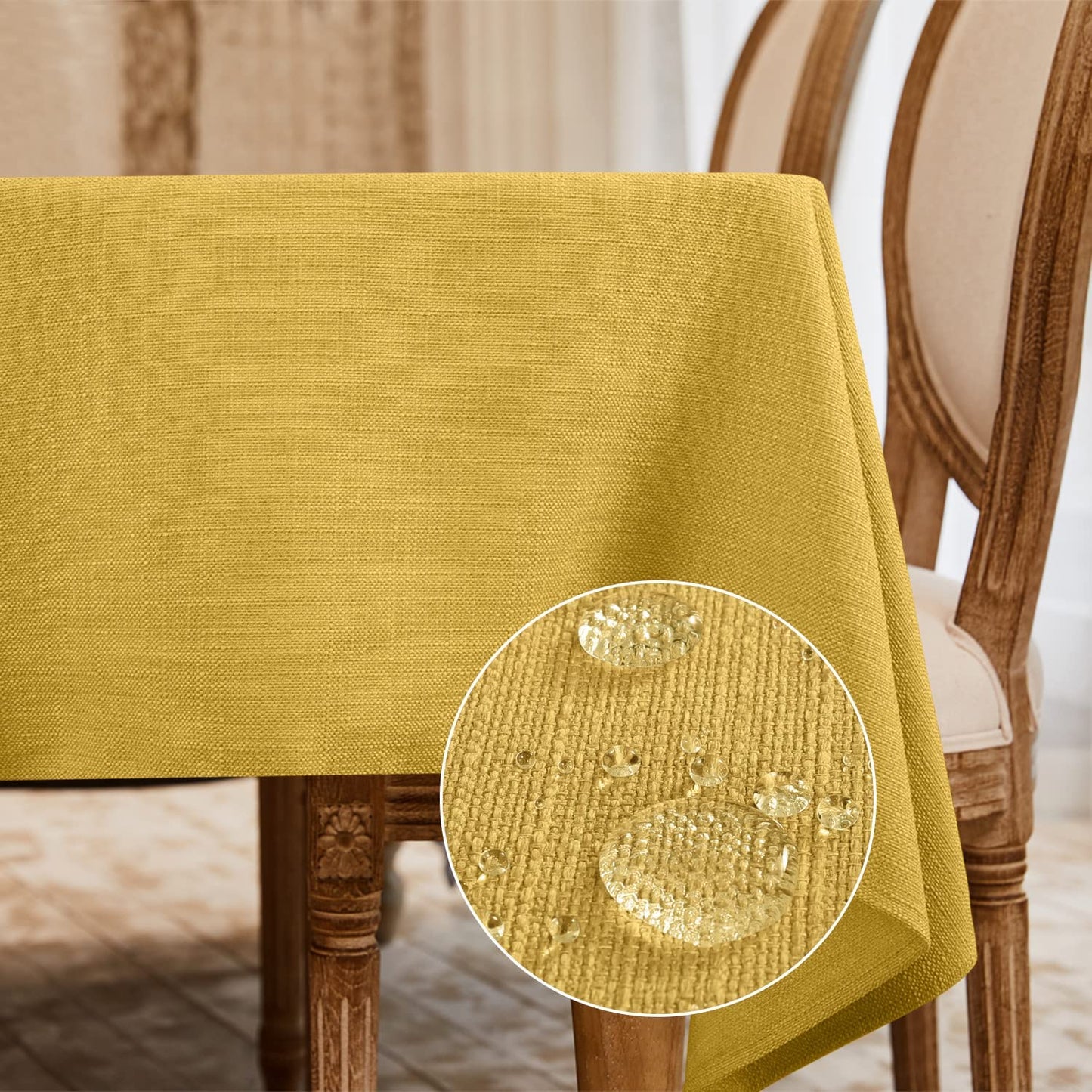 BALCONY & FALCON Rectangle Table Cloth Waterproof Beige 156"x90" | Rectangular Washable Wrinkle Resistant Table Cloth Linen Fabric Tablecloths for Dining Party Kitchen Wedding and Outdoor Use