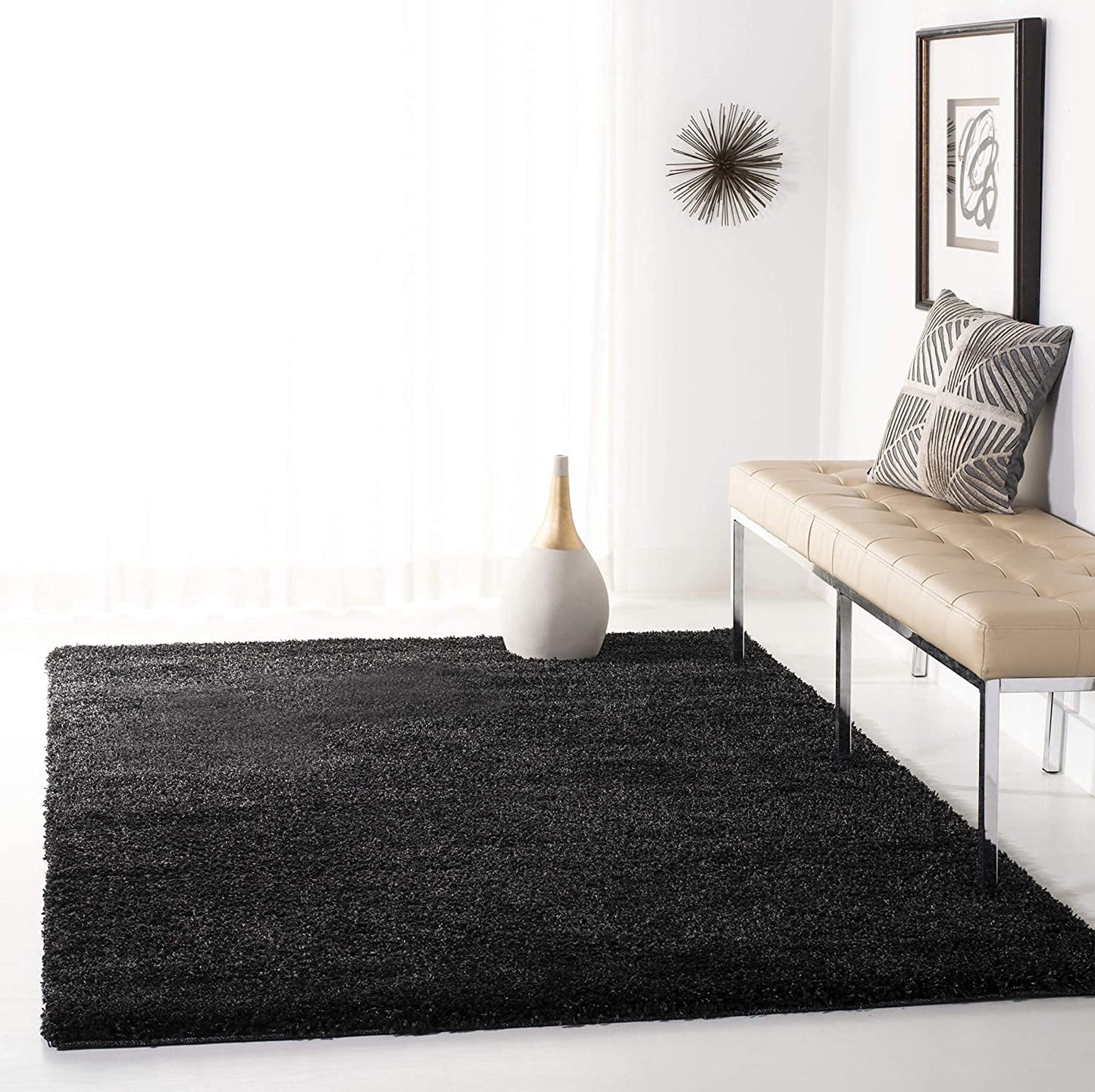 SAFAVIEH California Shag Collection Area Rug - 8' x 10', Ivory, Non-Shedding & Easy to Clean, Ultra Plush Thick Pile, Ideal for Living Room, Bedroom, Dining Space (SG151-1212)