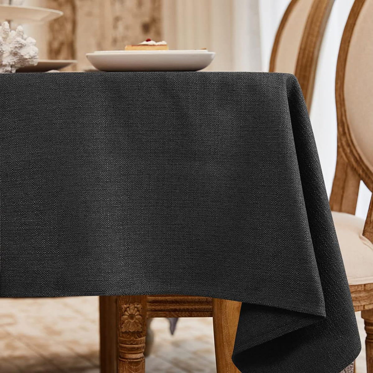 BALCONY & FALCON Rectangle Table Cloth Waterproof Beige 156"x90" | Rectangular Washable Wrinkle Resistant Table Cloth Linen Fabric Tablecloths for Dining Party Kitchen Wedding and Outdoor Use