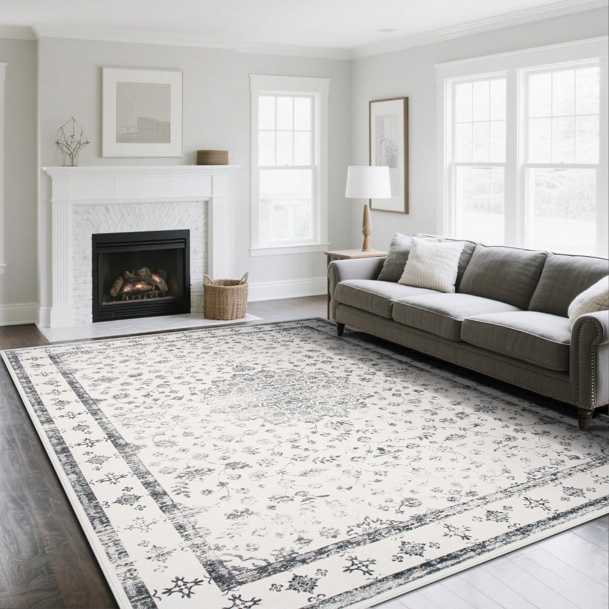 Washable Rugs 8x10 Area Rugs for Living Room,Bedroom,Dining Room Carpet | Ultra Soft Faux Wool,Kids & Pet Friendly,Machine Washable,Non-Slip & Non-Shedding,Large Vintage Low Pile Rug for Home Office
